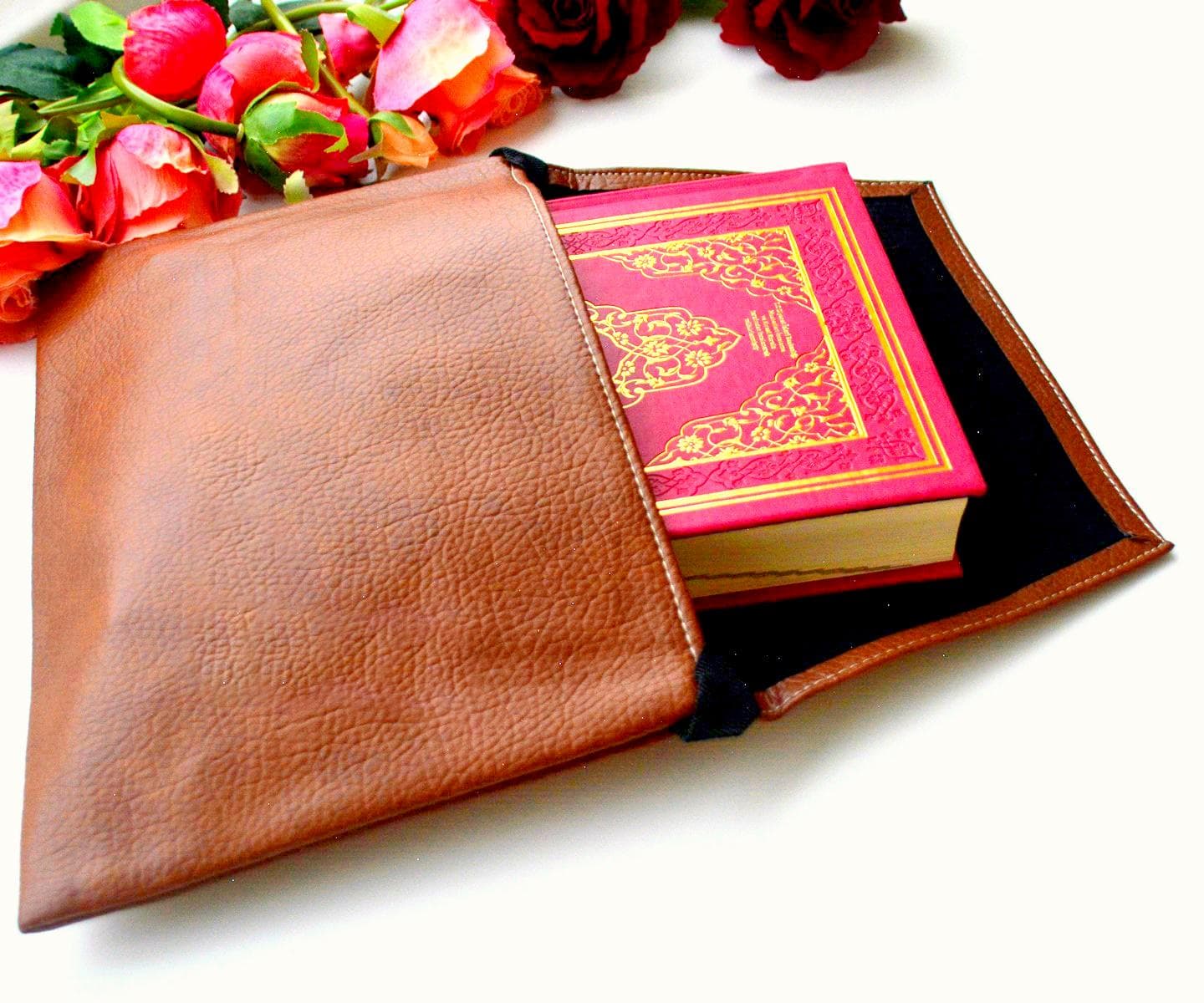Brown shiny Quran Protection Case, Quran Book Sleeve, Kuran Bag pack 20 * 29 cm - image 5