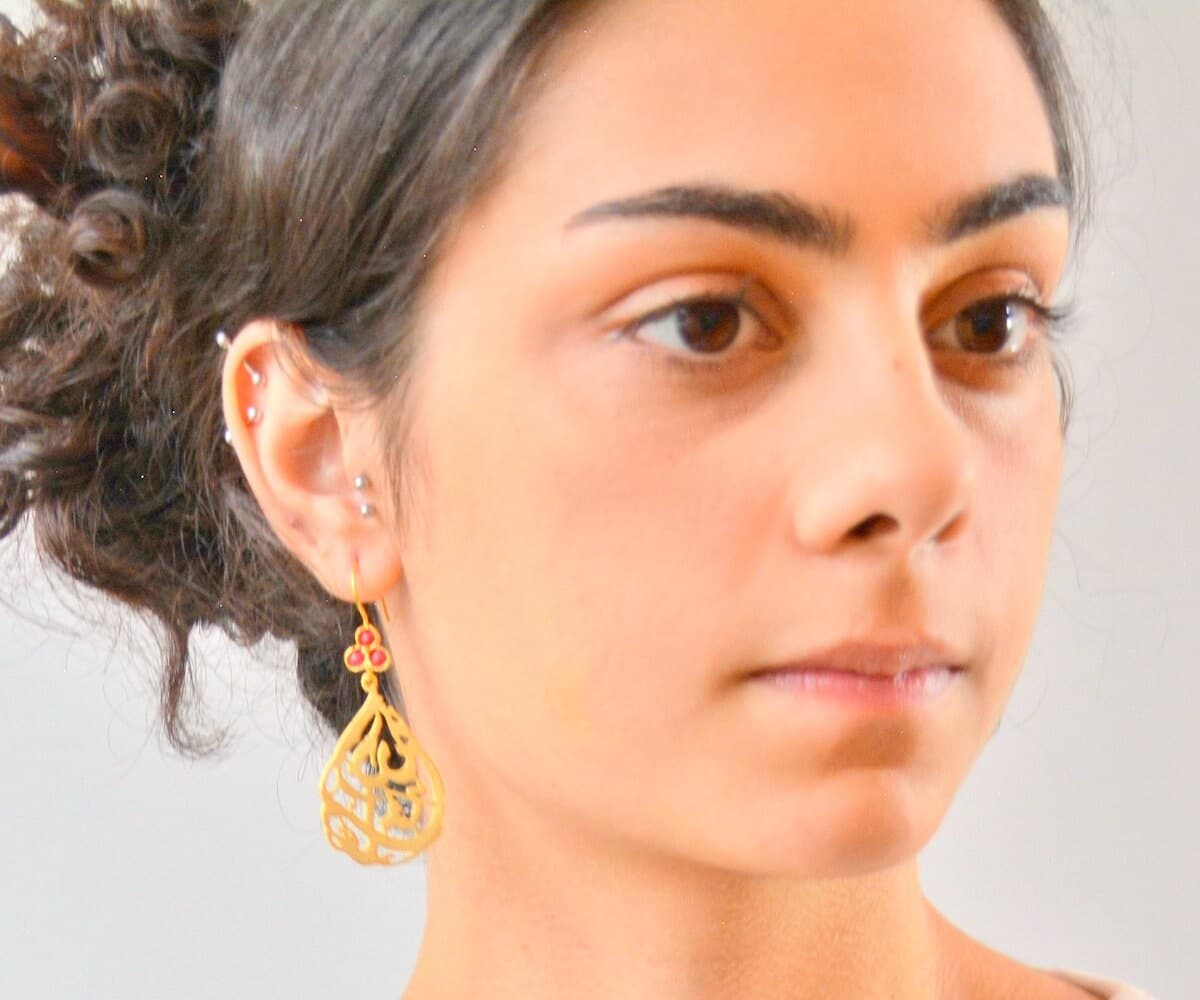 BESMELE Golden Religious Earrings, Bismilahir Rahman ir Rahim, With the Name of Allah - image 5