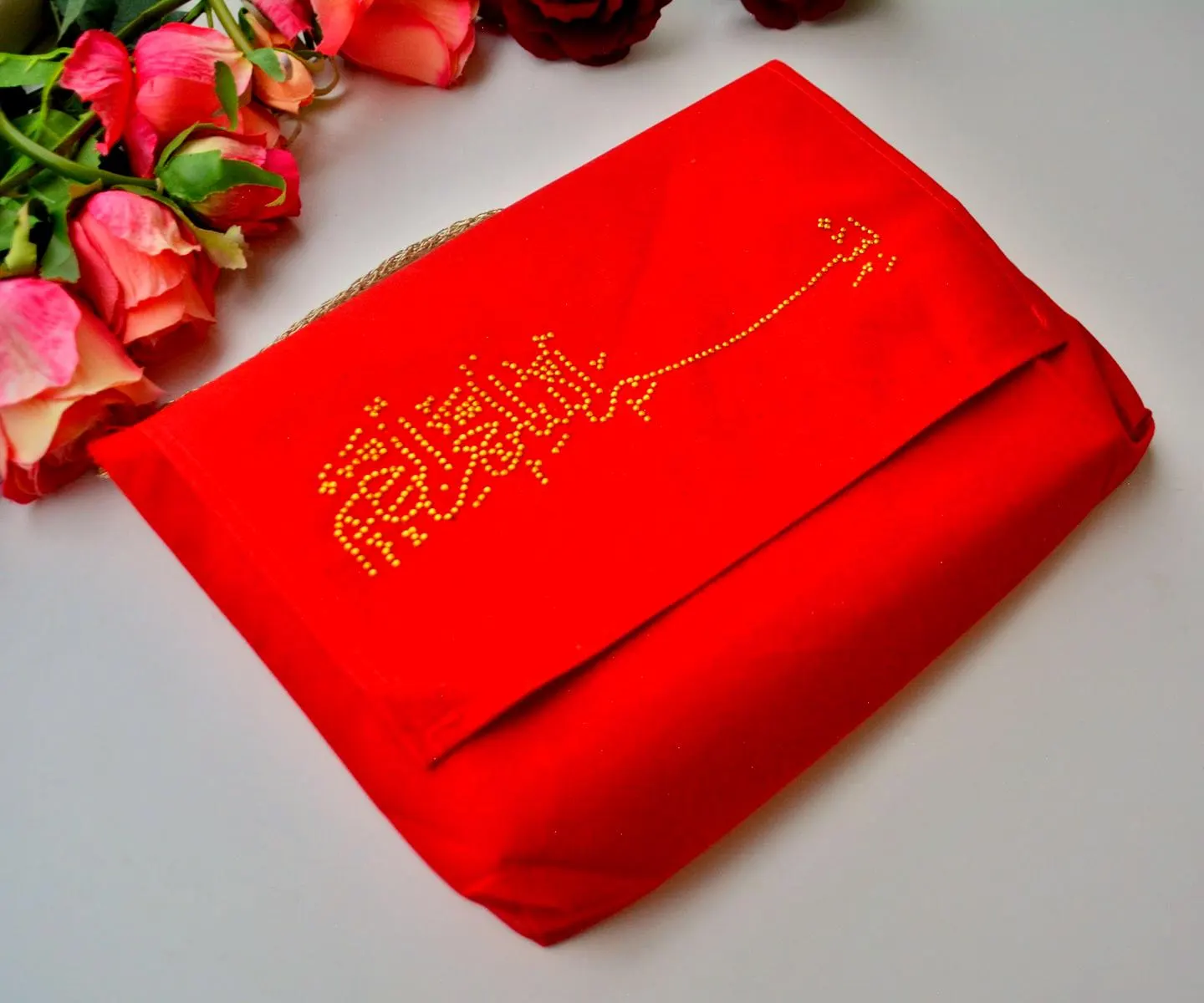 Red Quran Case, Velvet Quran Book Sleeve, Besmele Kuran Protector Bag 22 * 32 cm - image 3