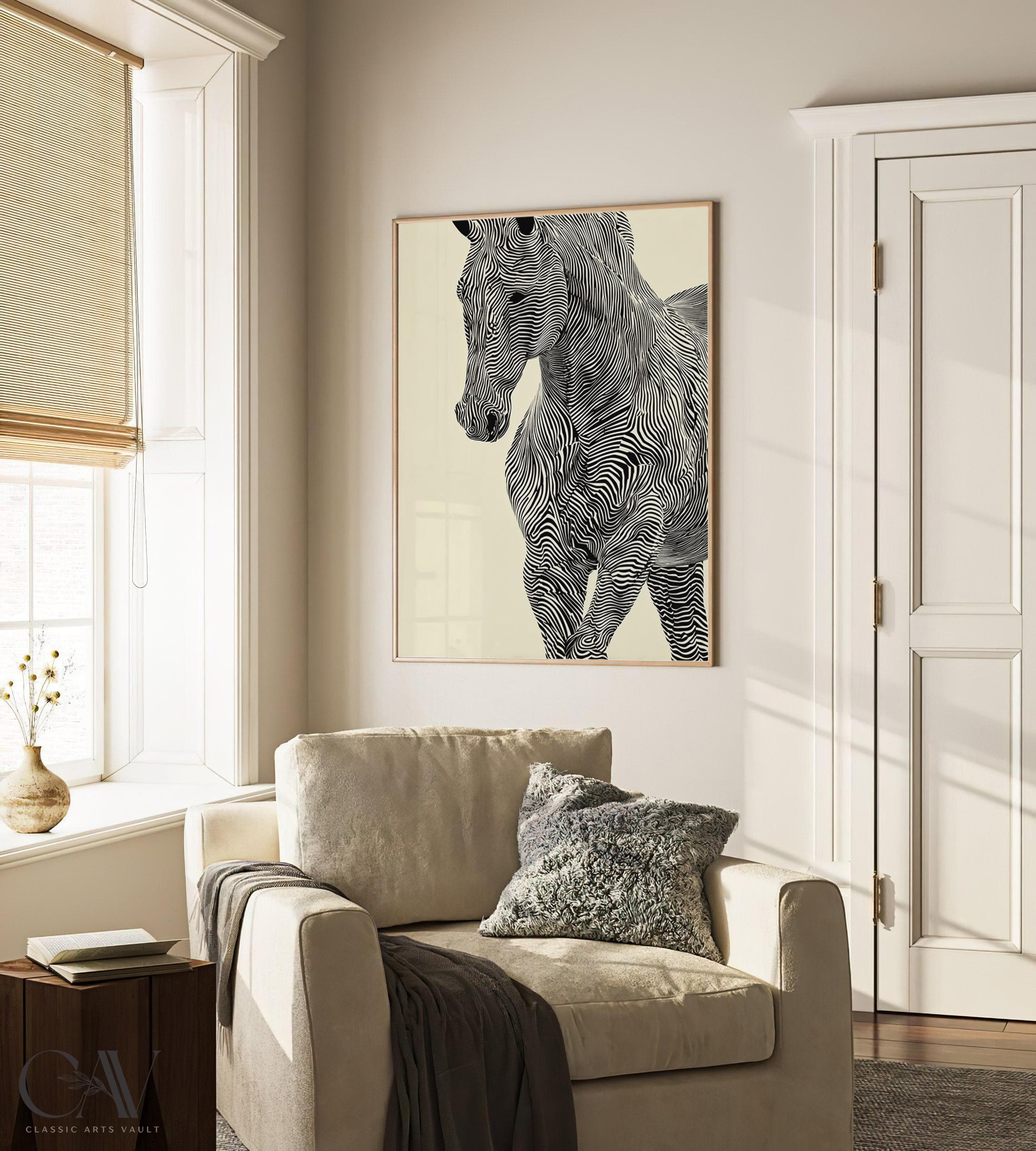 Horse Art Print Animal Poster 2026 Year of the Horse Decor Modern Lunar New Year Chinese Zodiac Large Wall Art Canvas #5355