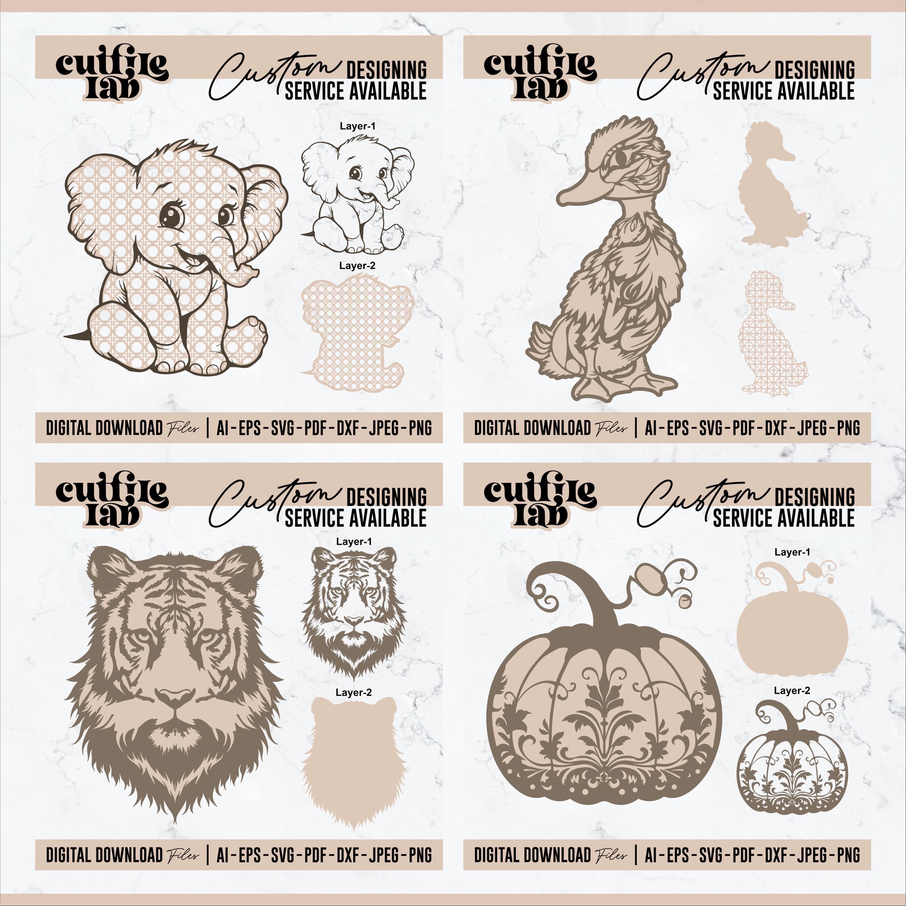 Layered Template Designs Bundle, Animals Pattern Theme Designs, Decor, Layers Designs in SVG, Laser Cut File, Digital Design Source Files - image 3