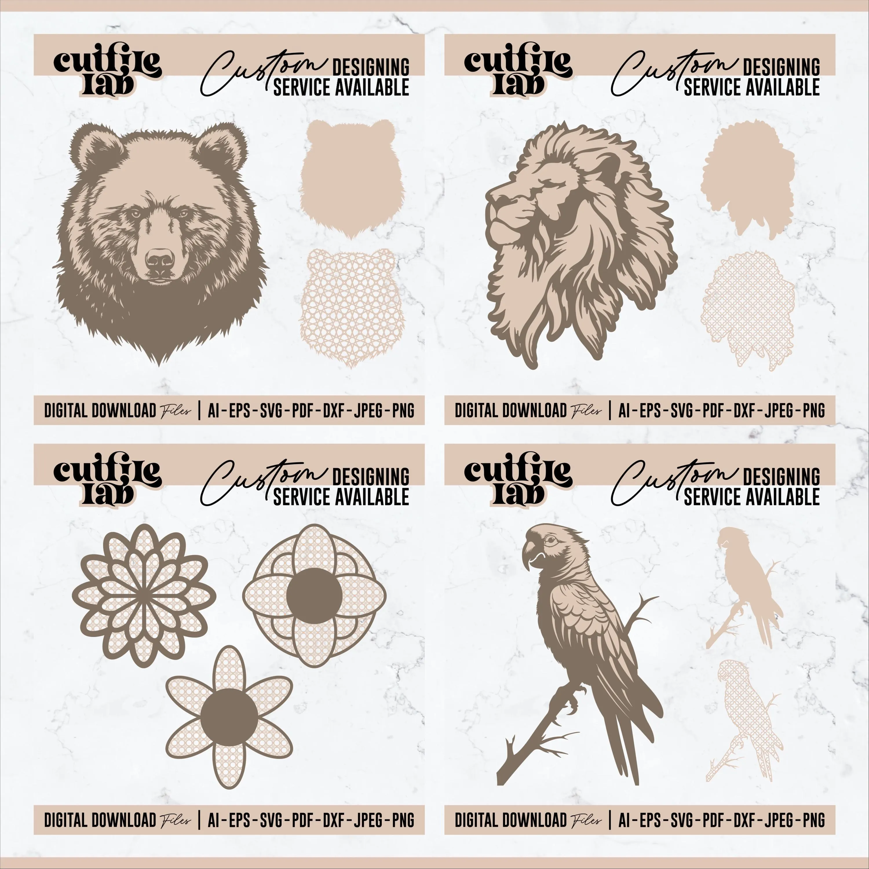 Layered Template Designs Bundle, Animals Pattern Theme Designs, Decor, Layers Designs in SVG, Laser Cut File, Digital Design Source Files - image 4