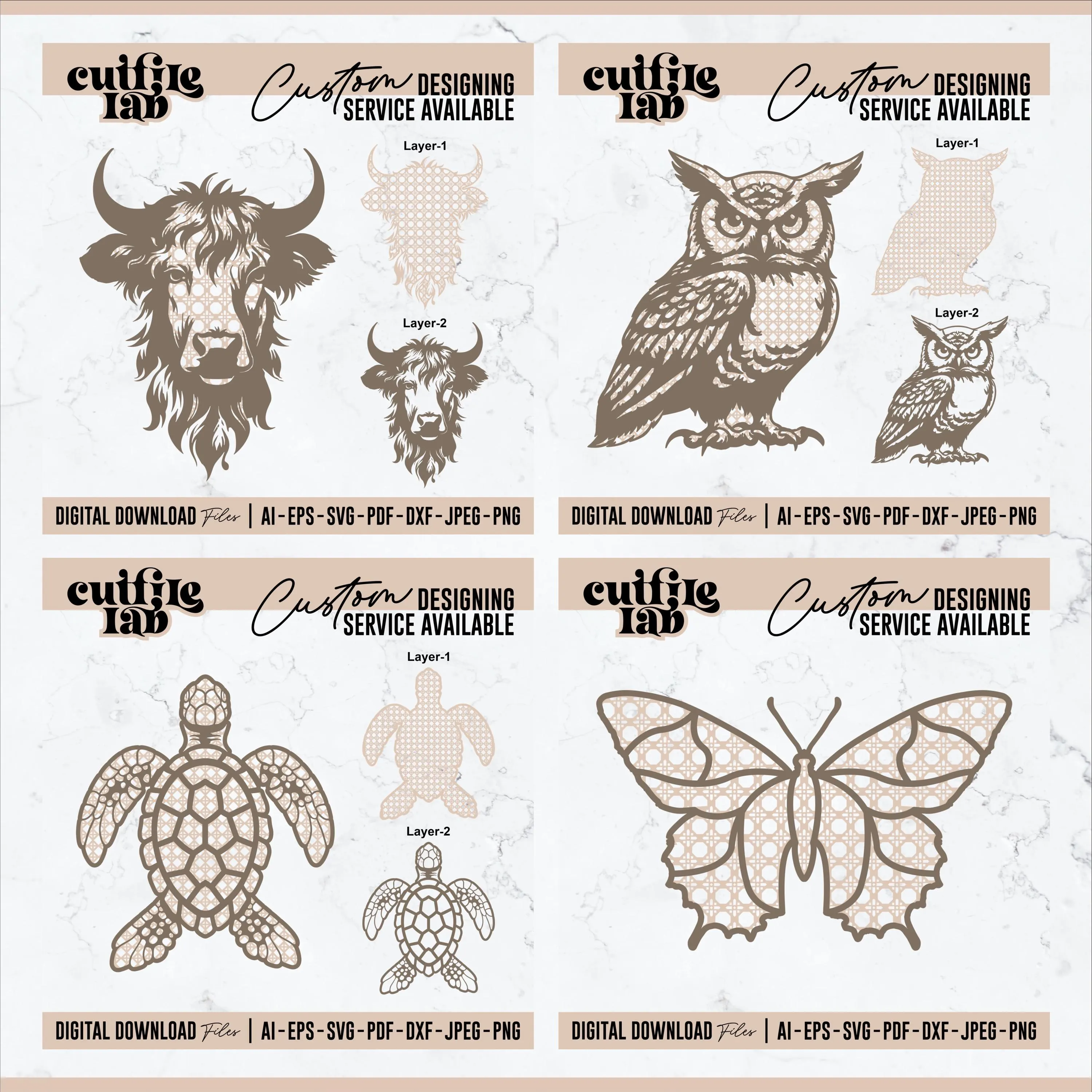 Layered Template Designs Bundle, Animals Pattern Theme Designs, Decor, Layers Designs in SVG, Laser Cut File, Digital Design Source Files - image 5