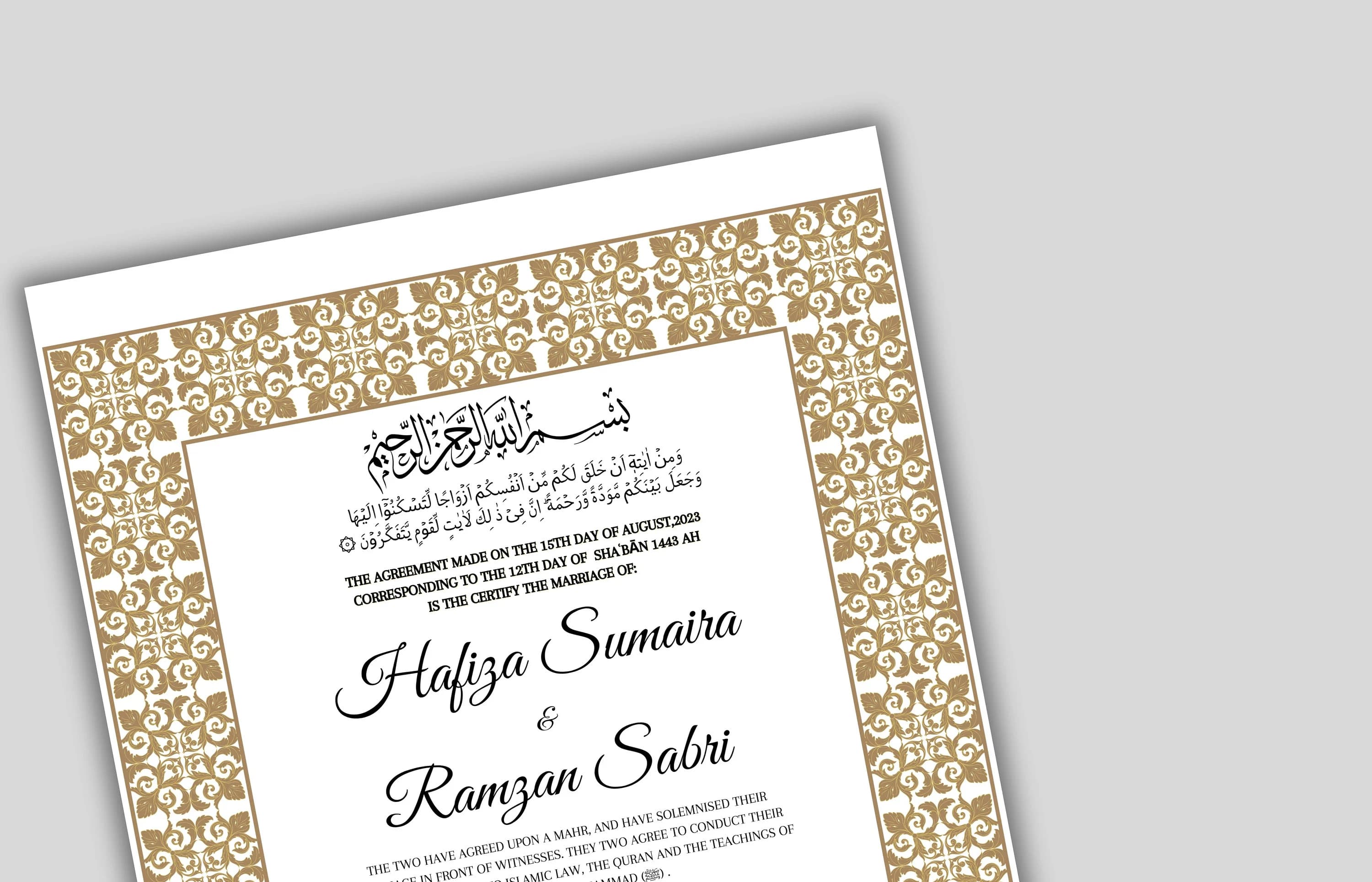 Printable Islamic Nikkah Contract Template | Muslim Marriage Agreement (A3, A4) - image 4