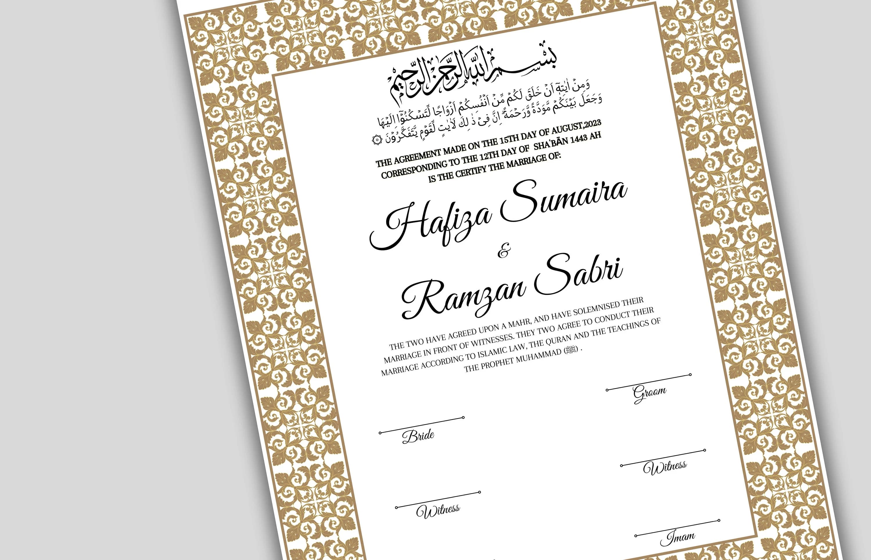 Printable Islamic Nikkah Contract Template | Muslim Marriage Agreement (A3, A4) - image 5