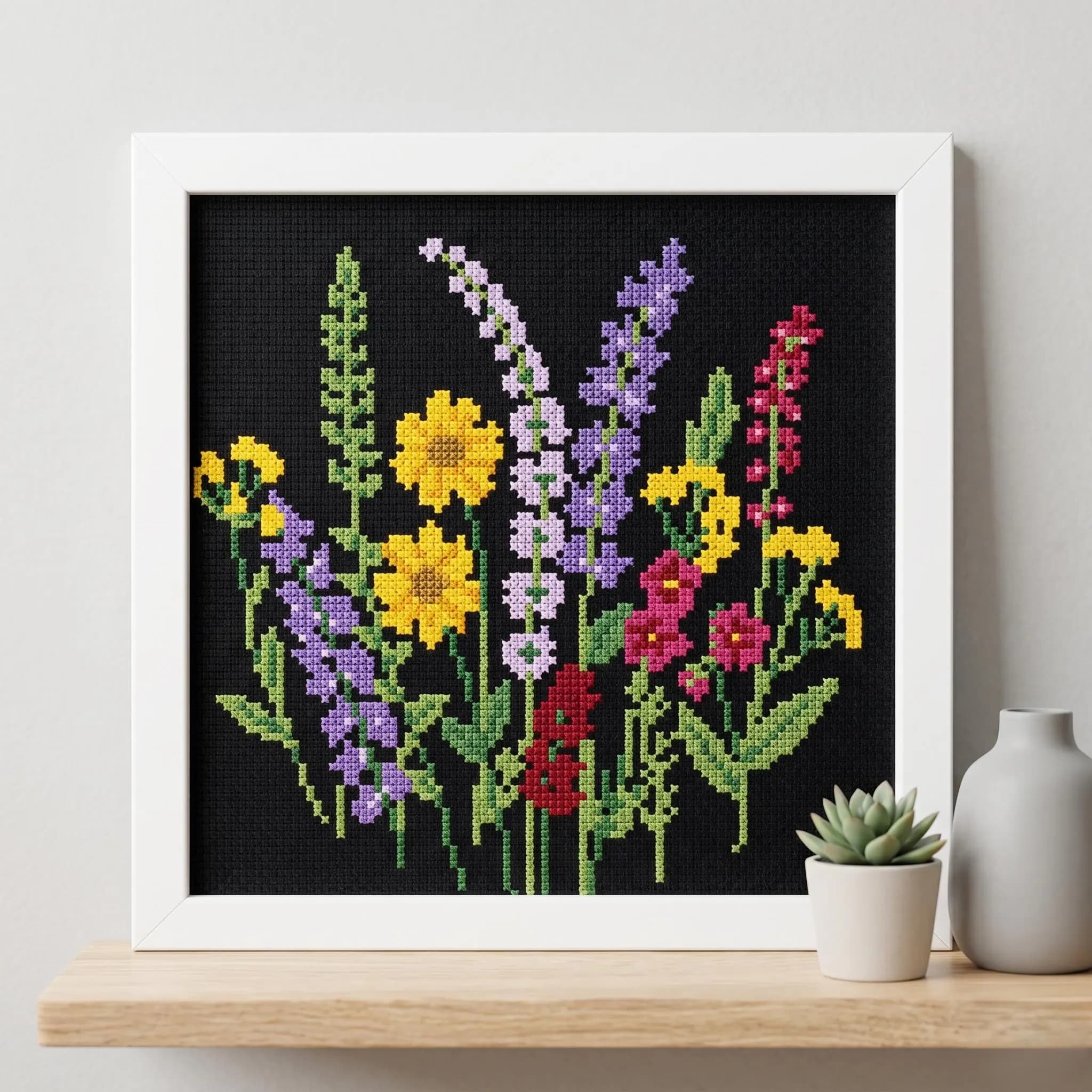 Spring Flowers Cross Stitch Pattern PDF, Wildflower Bouquet Embroidery Design - image 4