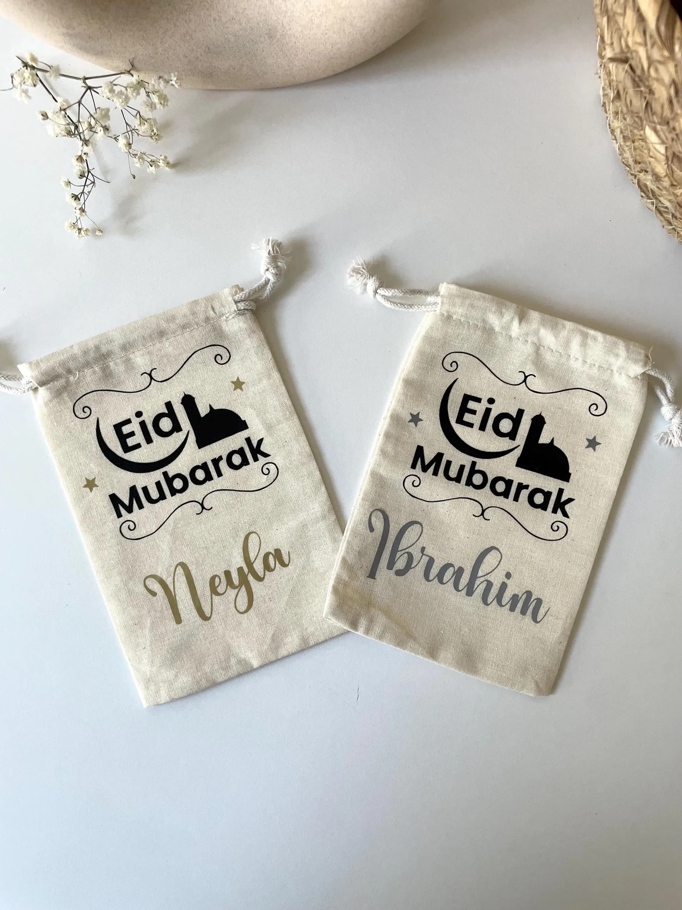 Sac personnalisé Eid Mubarak | Sac cadeau Eid Mubarak | sac bonbons | pochon Eid surprise enfant |