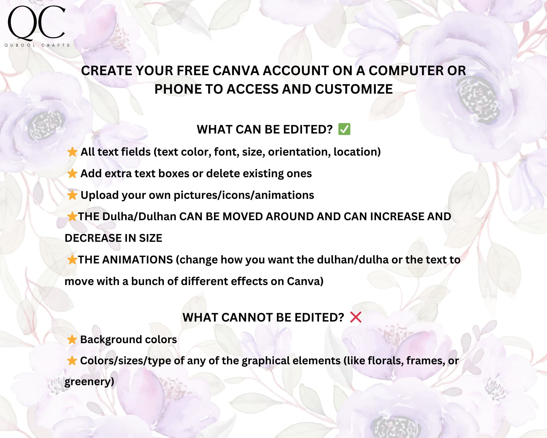 Animated Muslim Wedding Invitation: Floral Lavender Walima Nikkah Card (Digital Download) - image 3
