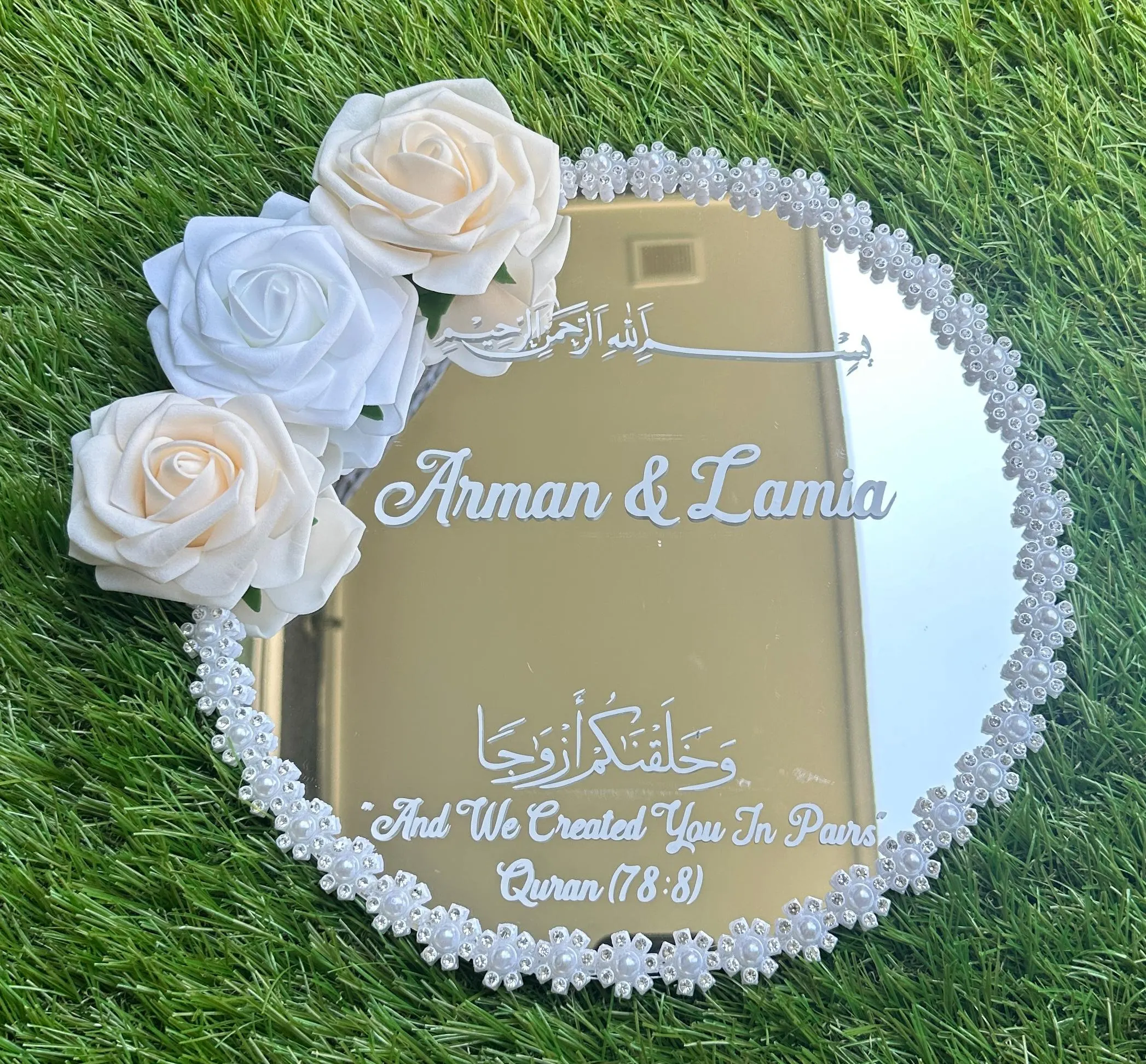 Personalized Mirror Nikkah Ring Tray - Islamic Wedding Gift - image 3