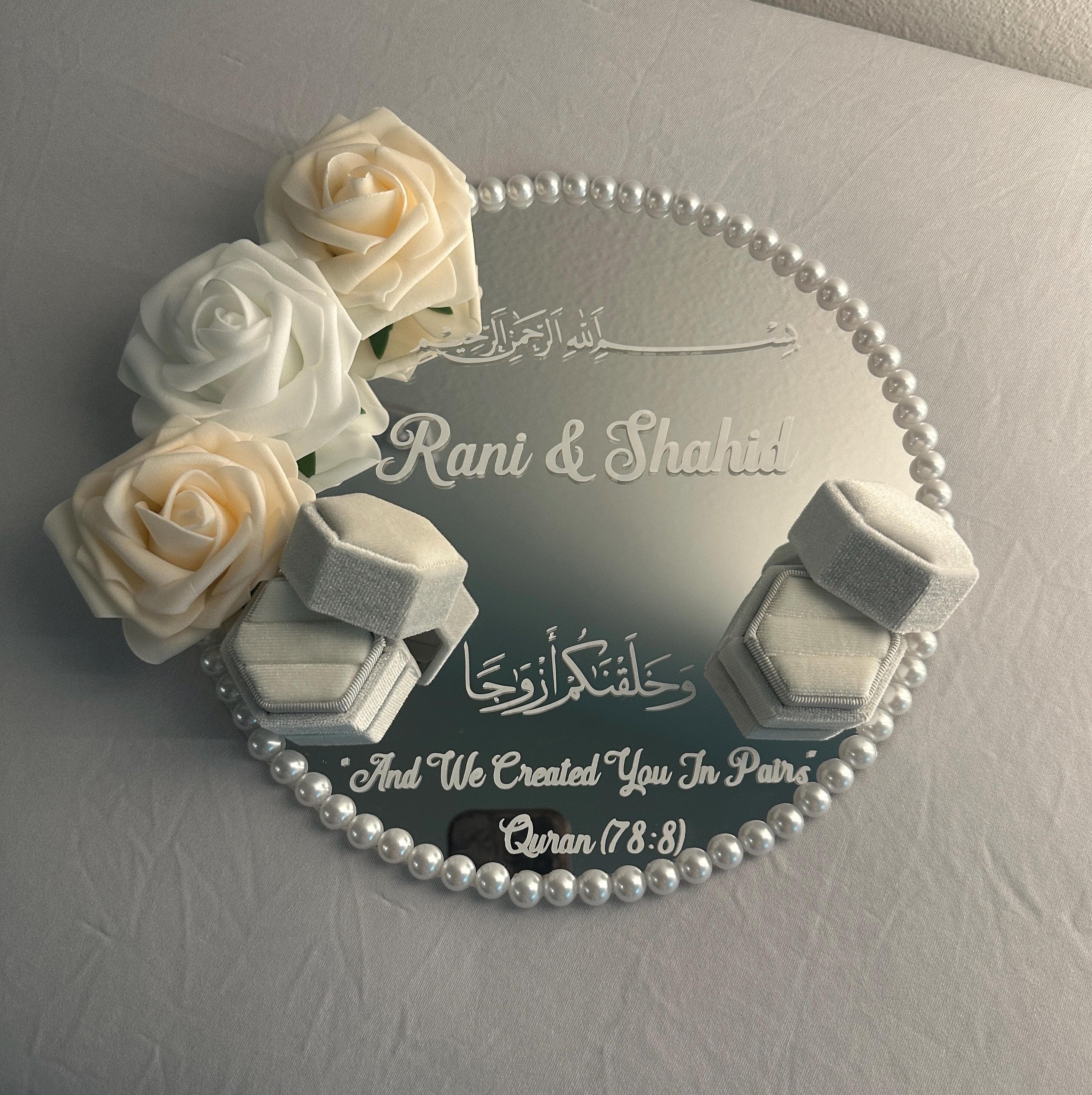 Personalized Mirror Nikkah Ring Tray - Islamic Wedding Gift - image 4