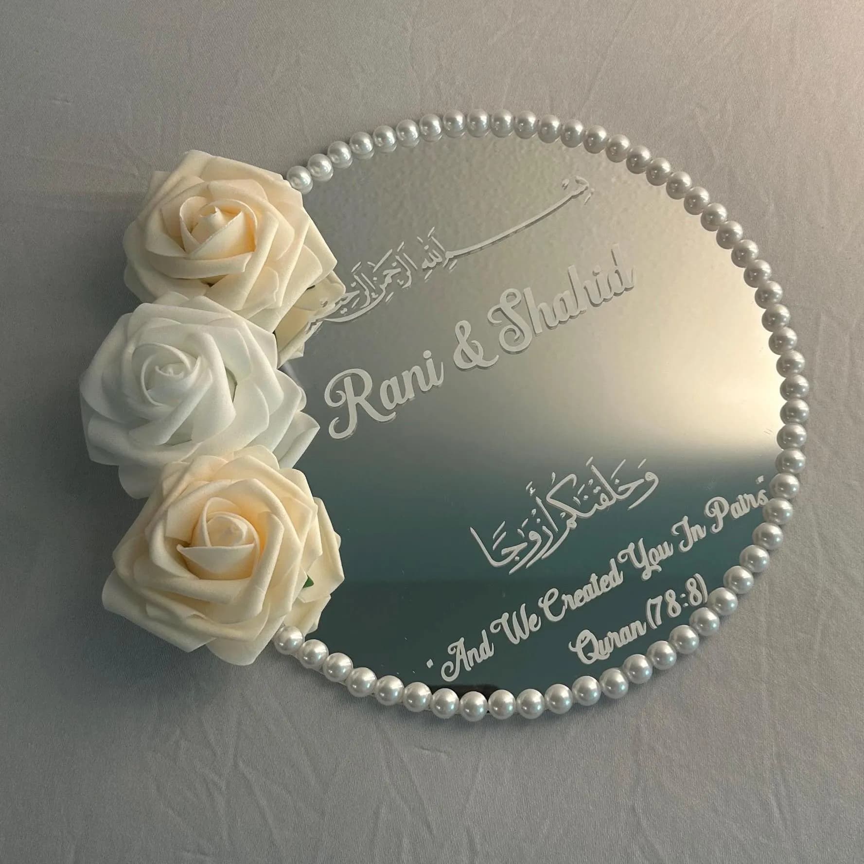 Personalized Mirror Nikkah Ring Tray - Islamic Wedding Gift - image 5
