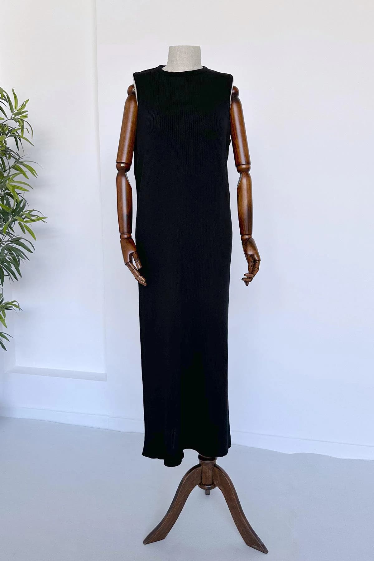 Elegant Black Mercerized Sleeveless Maxi Dress - Ribbed Knit Formal Wear for Women, Summer Outfit, and Casual Evening Attire,(KH-1885) - image 3