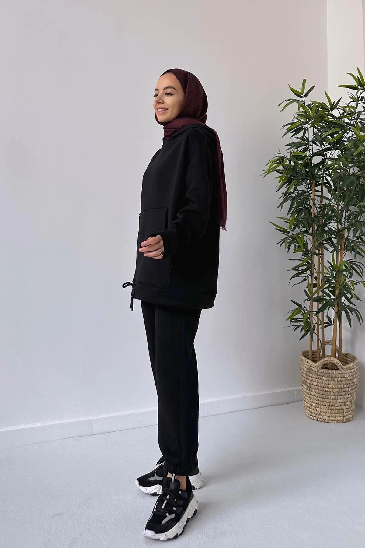 Elasticated Ankle Black 3 Thread Tracksuit - Stylish & Comfortable Hooded Loungewear for Casual or Active Use on Etsy,(KH-1916) - image 4
