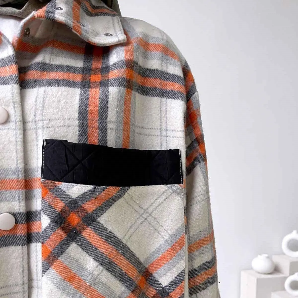 Plaid Cachet Quilted Jacket with Dual Pockets - Oversized and Stylish Design for Women - Perfect Layer for Fall/Winter,(KH-1765) - image 4
