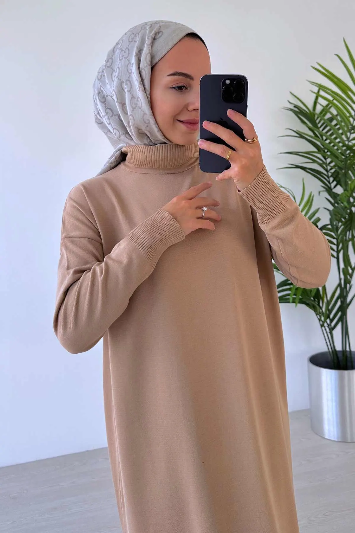 Cappuccino Mercerized Knitwear Maxi Dress–Elegant Modest Wear for Women–Perfect for Casual and Formal Outfits–Soft and Comfortable,(KH-1718) - image 3