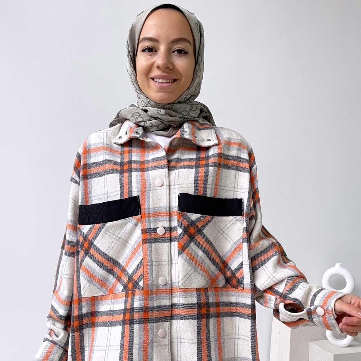 Plaid Cachet Quilted Jacket with Dual Pockets - Oversized and Stylish Design for Women - Perfect Layer for Fall/Winter,(KH-1765) - image 5