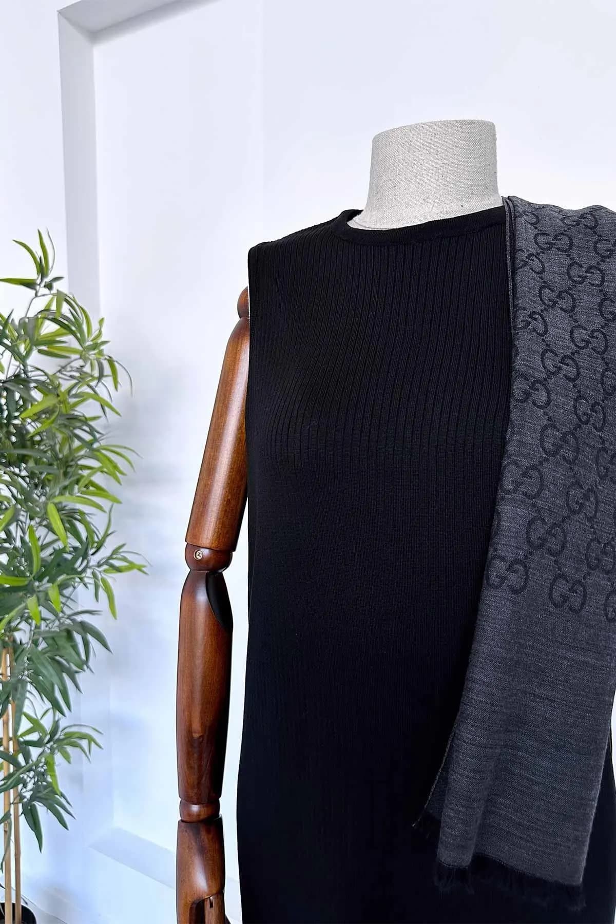 Elegant Black Mercerized Sleeveless Maxi Dress - Ribbed Knit Formal Wear for Women, Summer Outfit, and Casual Evening Attire,(KH-1885) - image 4