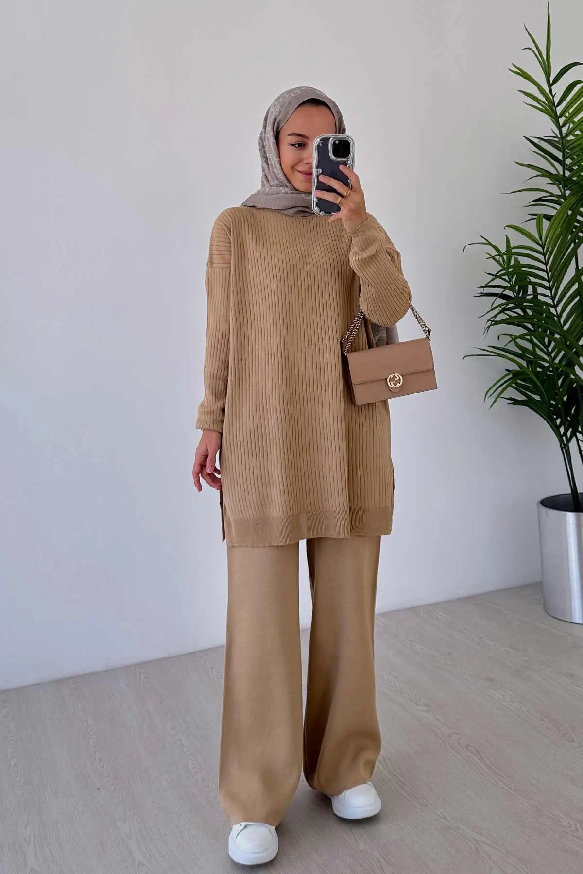 Anje Knitwear Suit - Camel | Modest Fashion Knit Set | Comfortable, Elegant Camel Knitwear Outfit | Modest Wear on Etsy,(KH-1011) - image 4