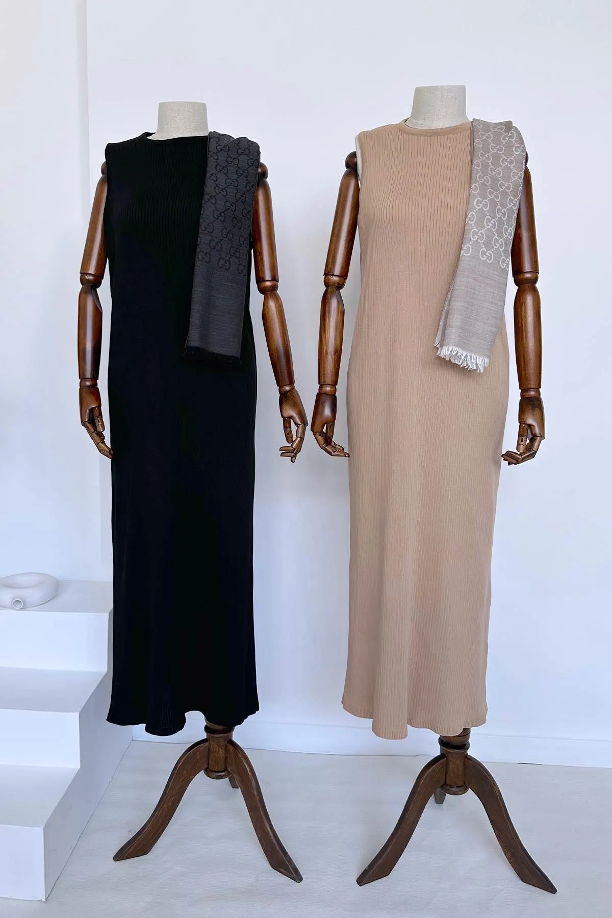 Elegant Black Mercerized Sleeveless Maxi Dress - Ribbed Knit Formal Wear for Women, Summer Outfit, and Casual Evening Attire,(KH-1885) - image 5