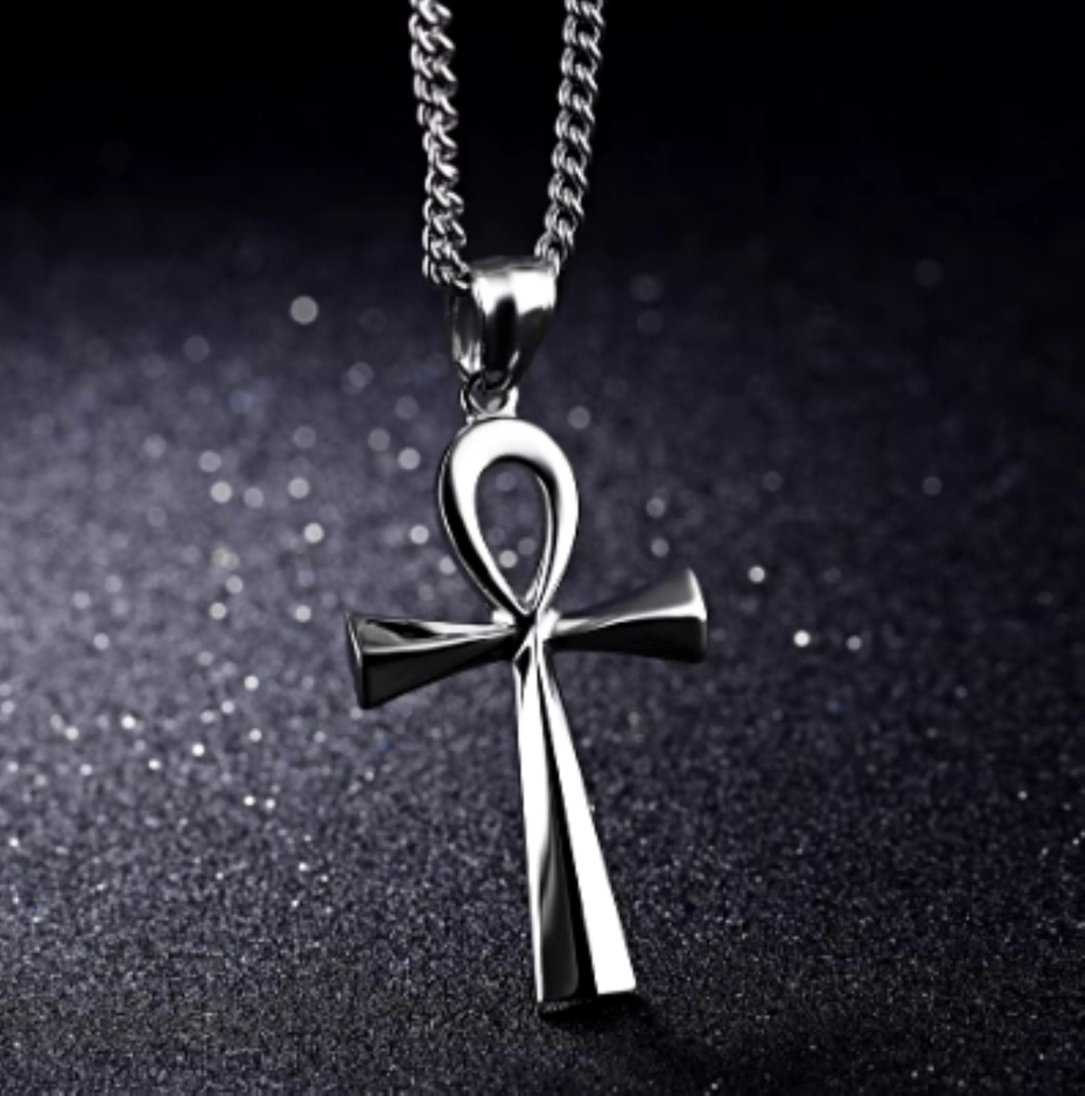 Silver Ankh Cross Necklace, Egyptian Life Symbol Pendant, Stainless Steel Jewelry for Men & Women, African Spiritual Protection Gift - image 3