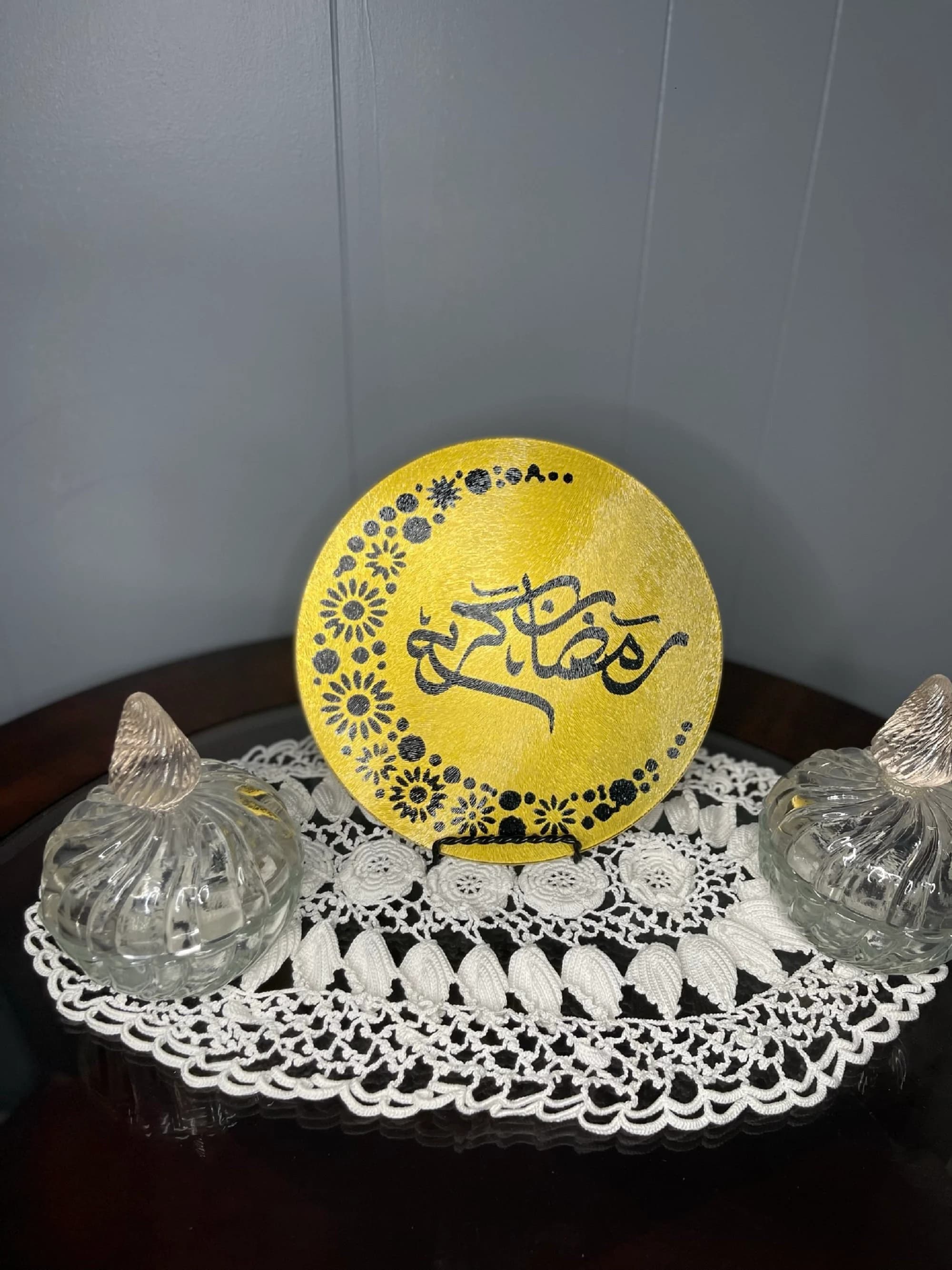 Hand Painted Ramadan Kareem Moon Lantern Display | Ramadan Decoration | Eid Decoration Arabic Writing