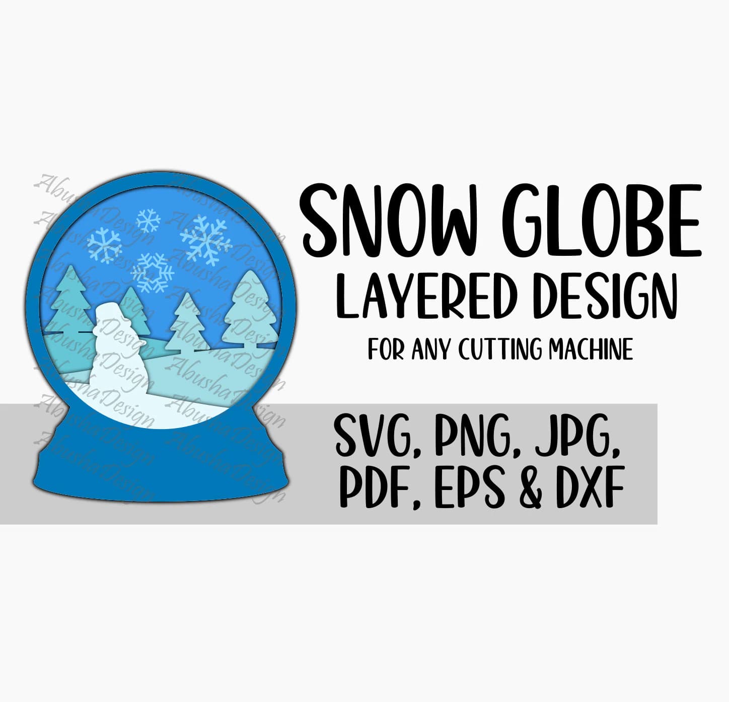 3D Snow Globe SVG, Winter, Layered Design, Digital Download, Cricut, Silhouette, Snowman, Snowflake, Clipart, Cut File, Snow Globe