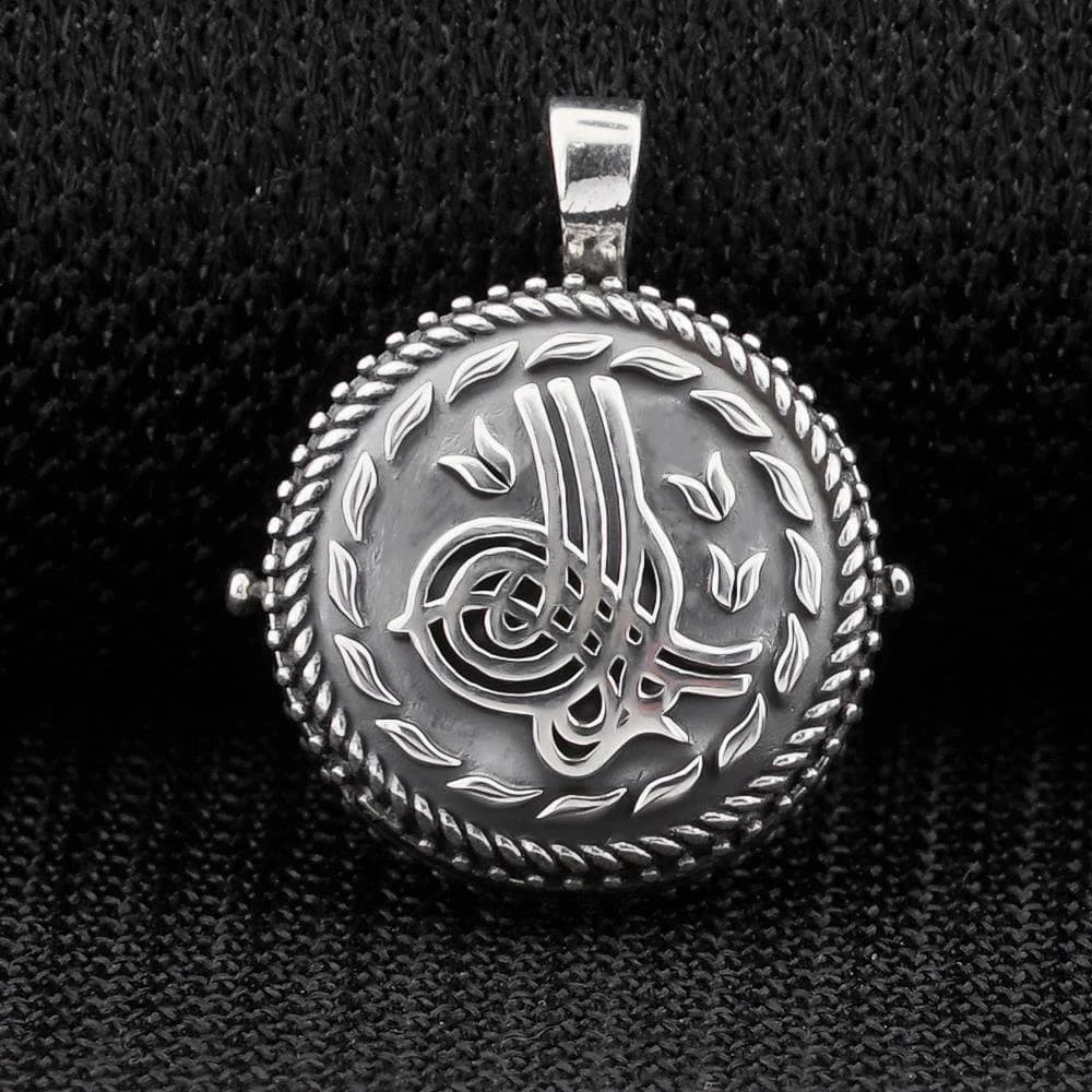 Sterling Silver Ottoman Tugra taweez Locket necklace Amulet Talisman Prayer Box pendant hand made taweez holder Taveez holder mens neckkace - image 3