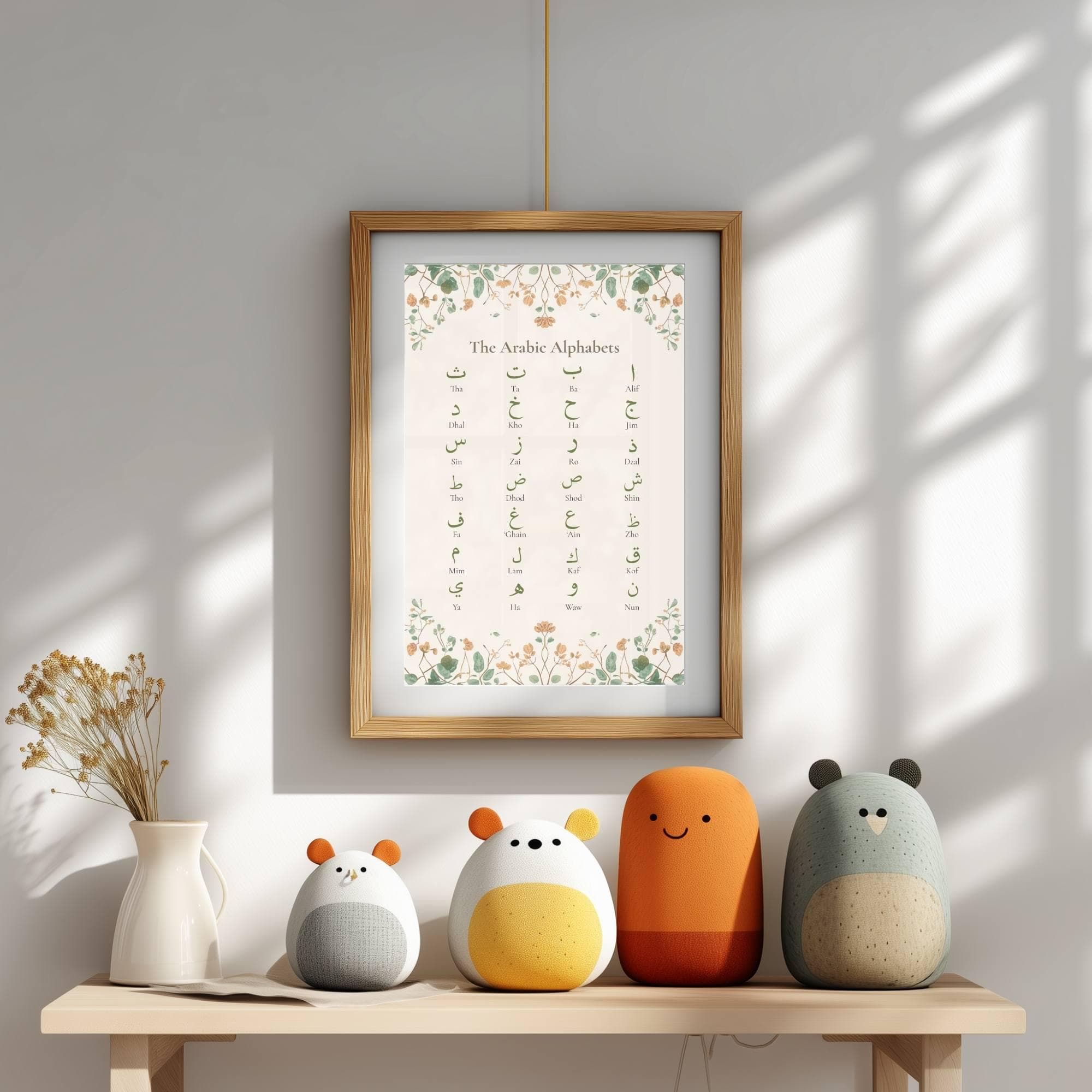 Arabic Alphabet Chart, Islamic Educational Poster, Muslim Kids Room Decor (Instant Download)