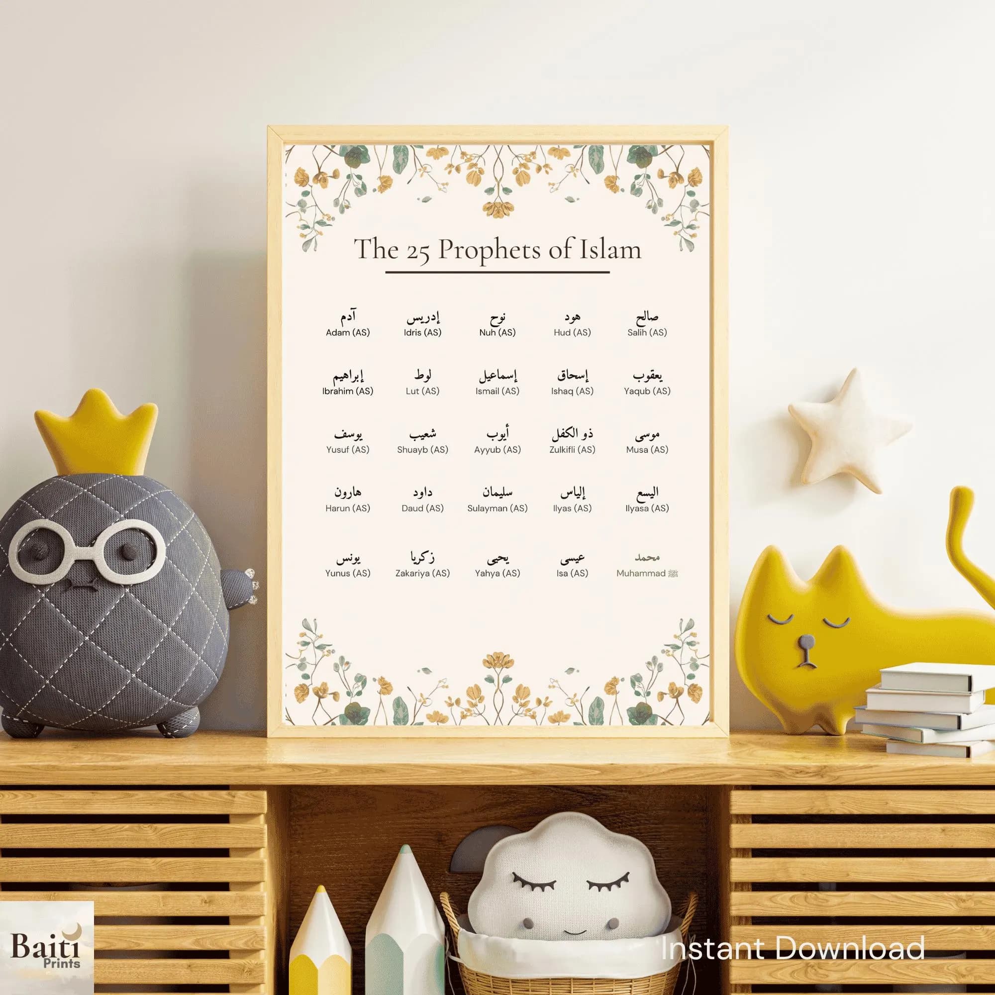 25 Prophets of Islam Wall Art, Educational Muslim Poster, Arabic Calligraphy (Instant Download) - image 4