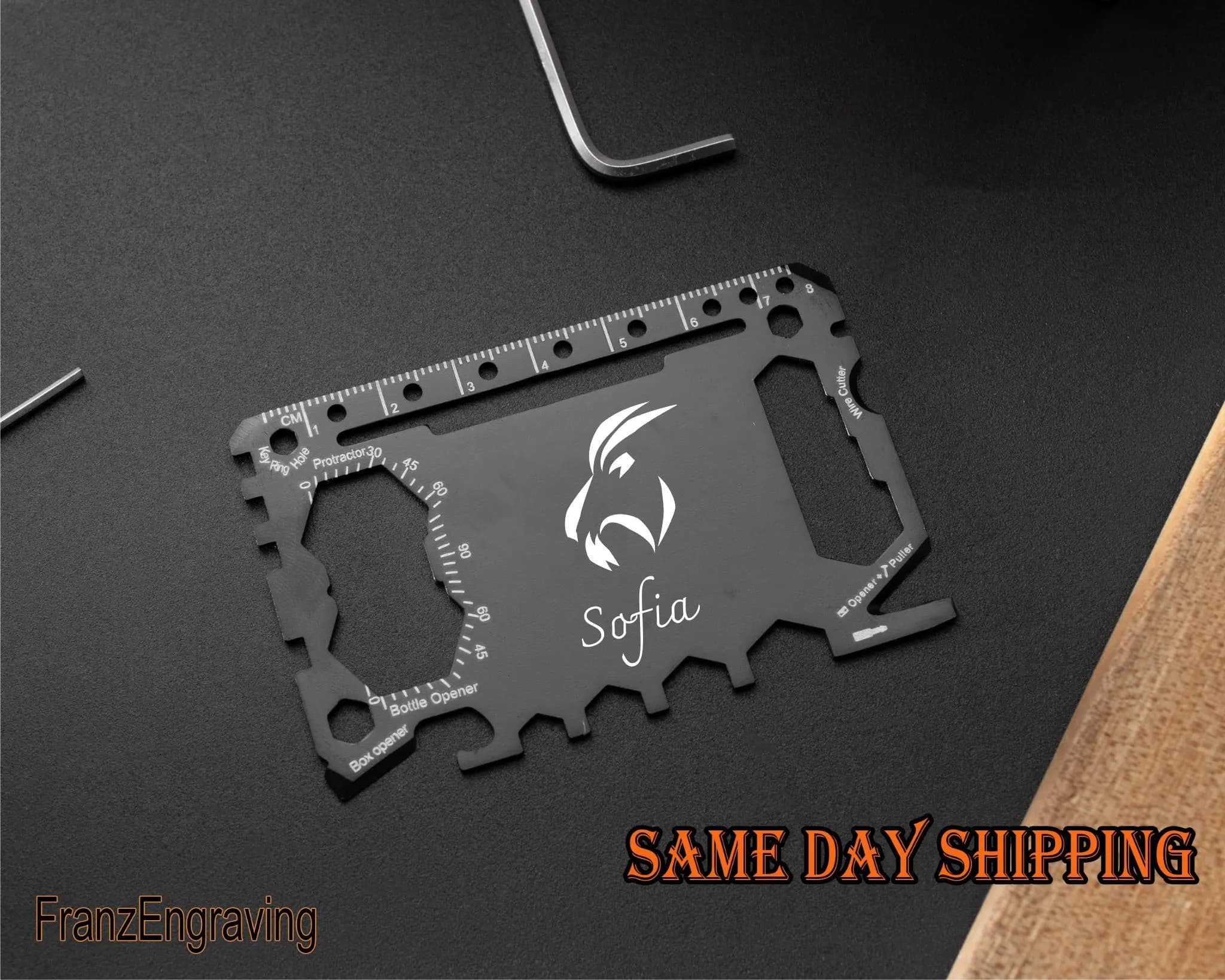 Engraved Capricorn Zodiac Multi-Tool Card: Personalized Stainless Steel Wallet Tool - image 3