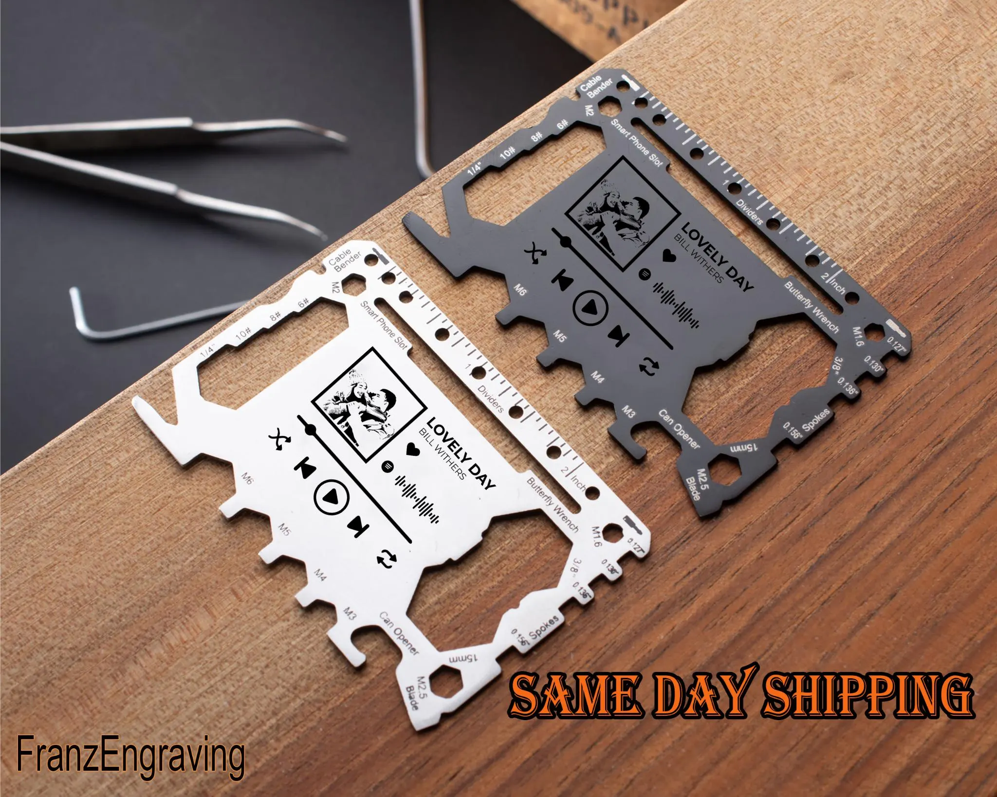 Personalized Song Engraved Multi Tool Card: Stainless Steel Wallet Tool - image 4