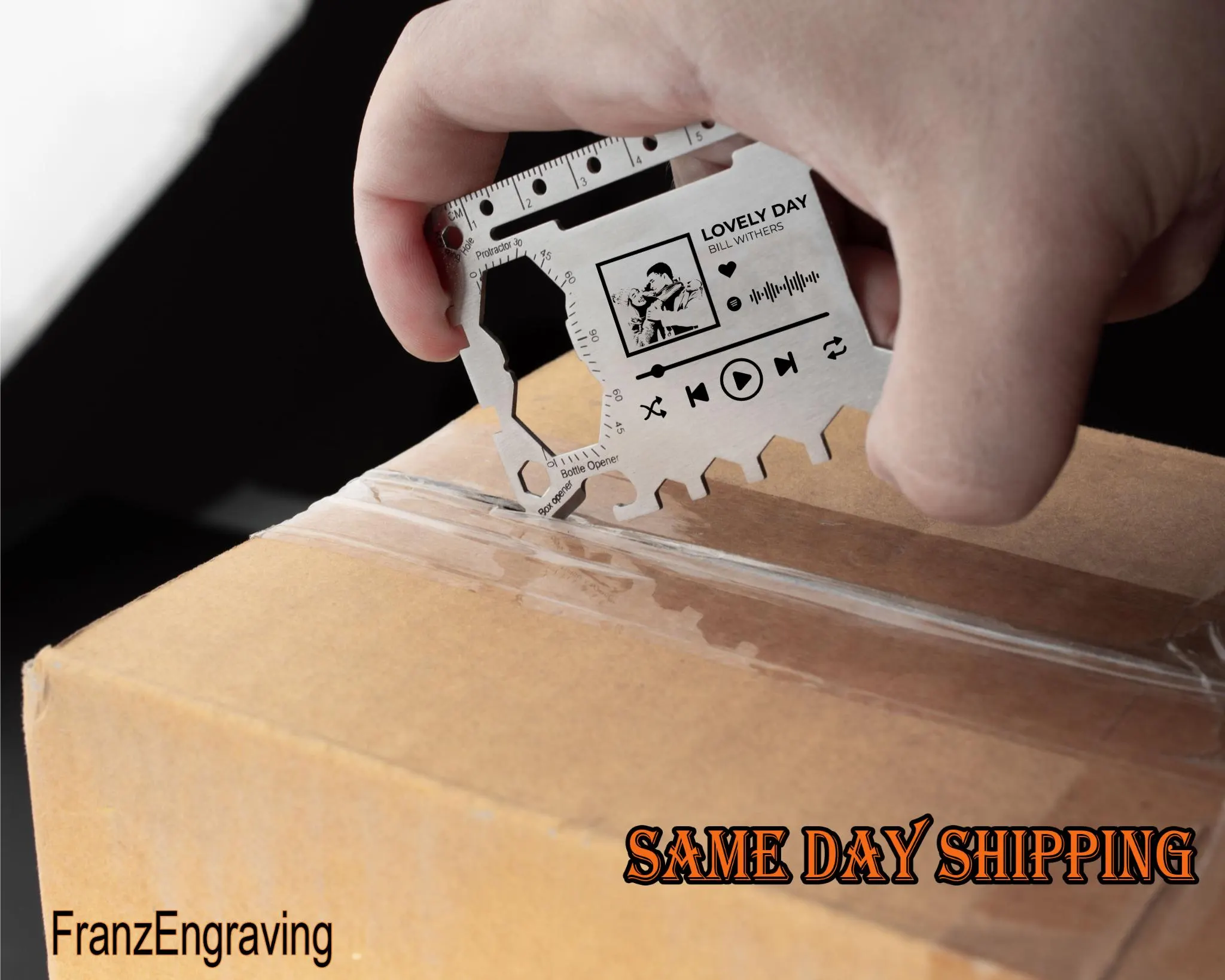Personalized Song Engraved Multi Tool Card: Stainless Steel Wallet Tool - image 3