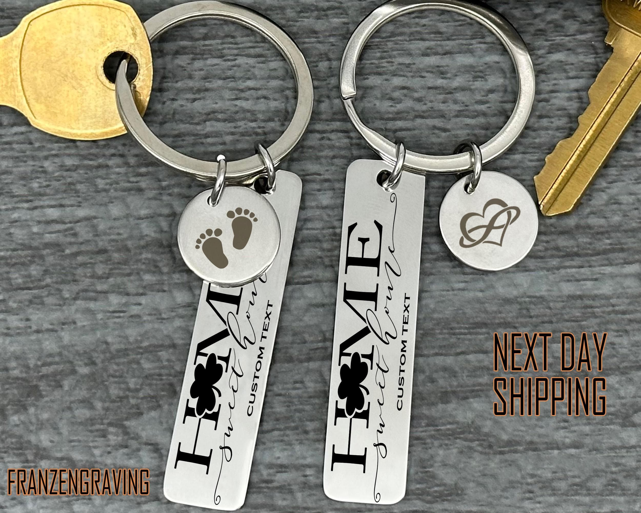 Home Sweet Home Keychain, Housewarming Gift, New Homeowner Gift, Personalized Engraved Keychain, Custom Name Keyring, Realtor Closing Gift - image 5