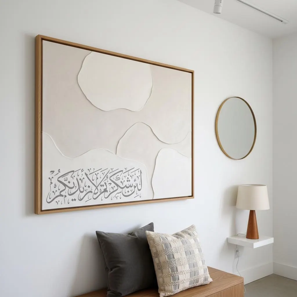 Arabic Calligraphy Art, Textured Neutral Tones, Modern Islamic Decor - image 3