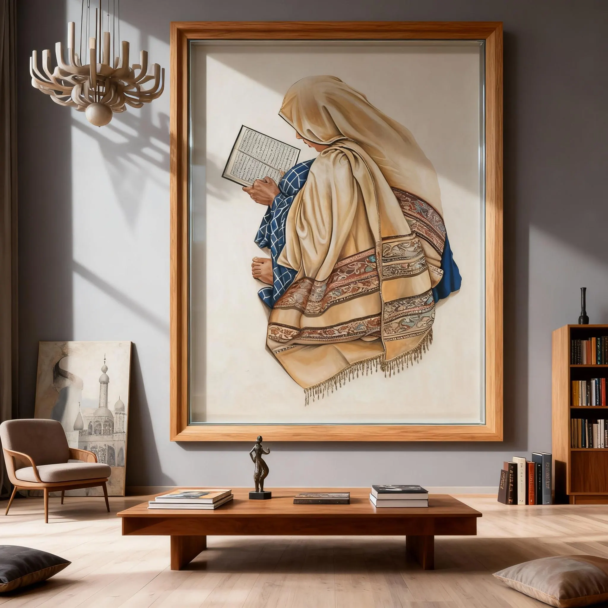 Woman Reading Quran Canvas Print | Minimalist Islamic Art, Ramadan Gift - image 4