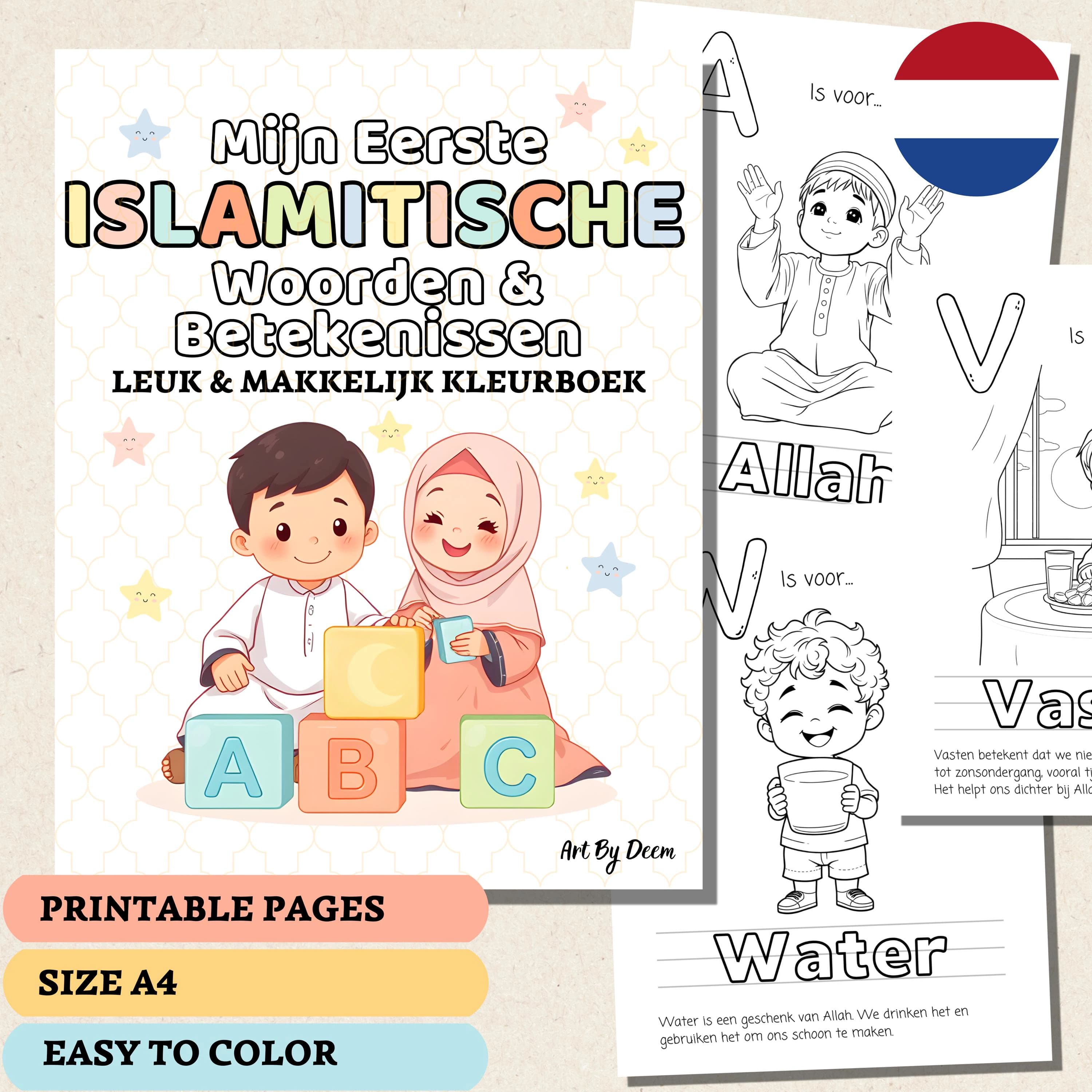 Mijn Eerste Islamitische Woorden en Betekenissen Kleurboek | Educatief ABC Boek voor Moslimkinderen van 3-6 jaar | Ramadan & Eid Cadeau