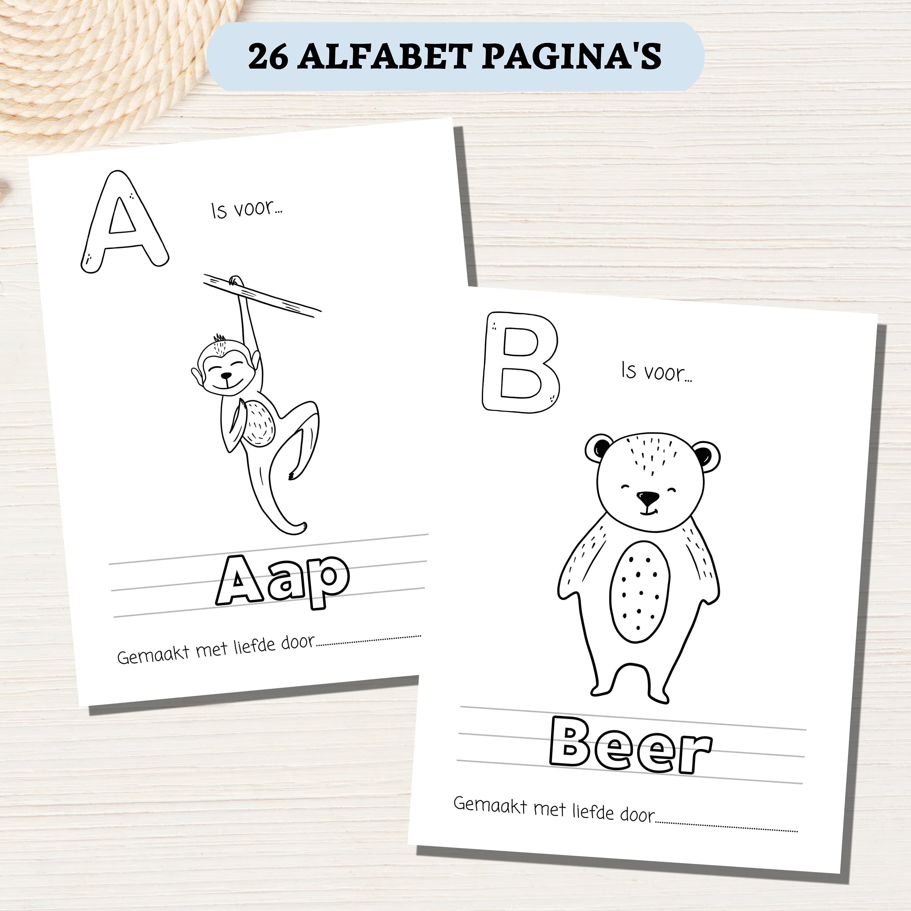 DUTCH ABC Coloring Book Baby Shower Game | Guest Book | Gender Neutral Baby Shower Activity | Printable Pages | Baby Shower Craft Table - image 5
