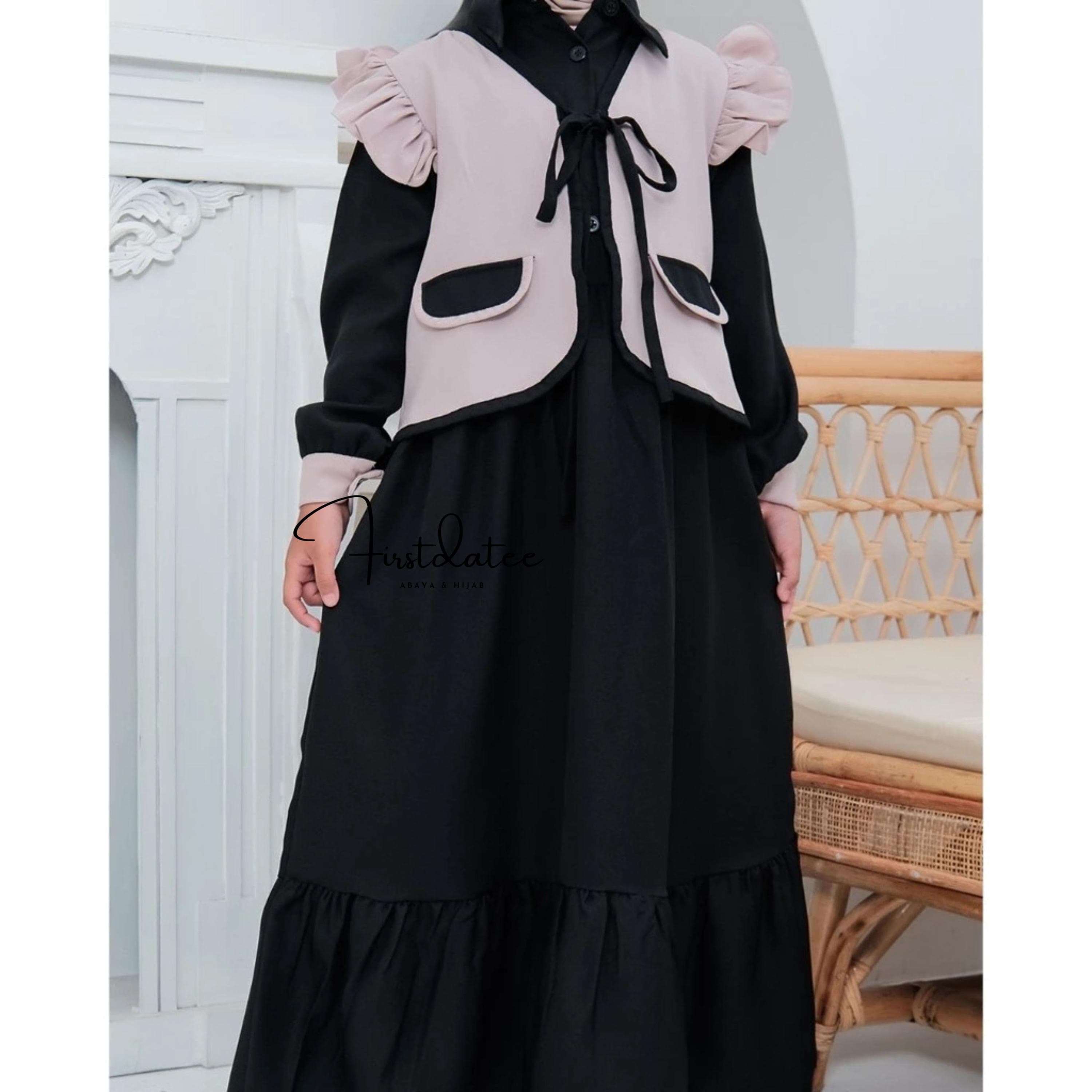 Gamis Girls Kid One Set Outer Cardygan, Funny Baby girl shirt, Baby shirt, Baby Gift, Baby New Born Gift, Moslem Clothing FD100 - image 2