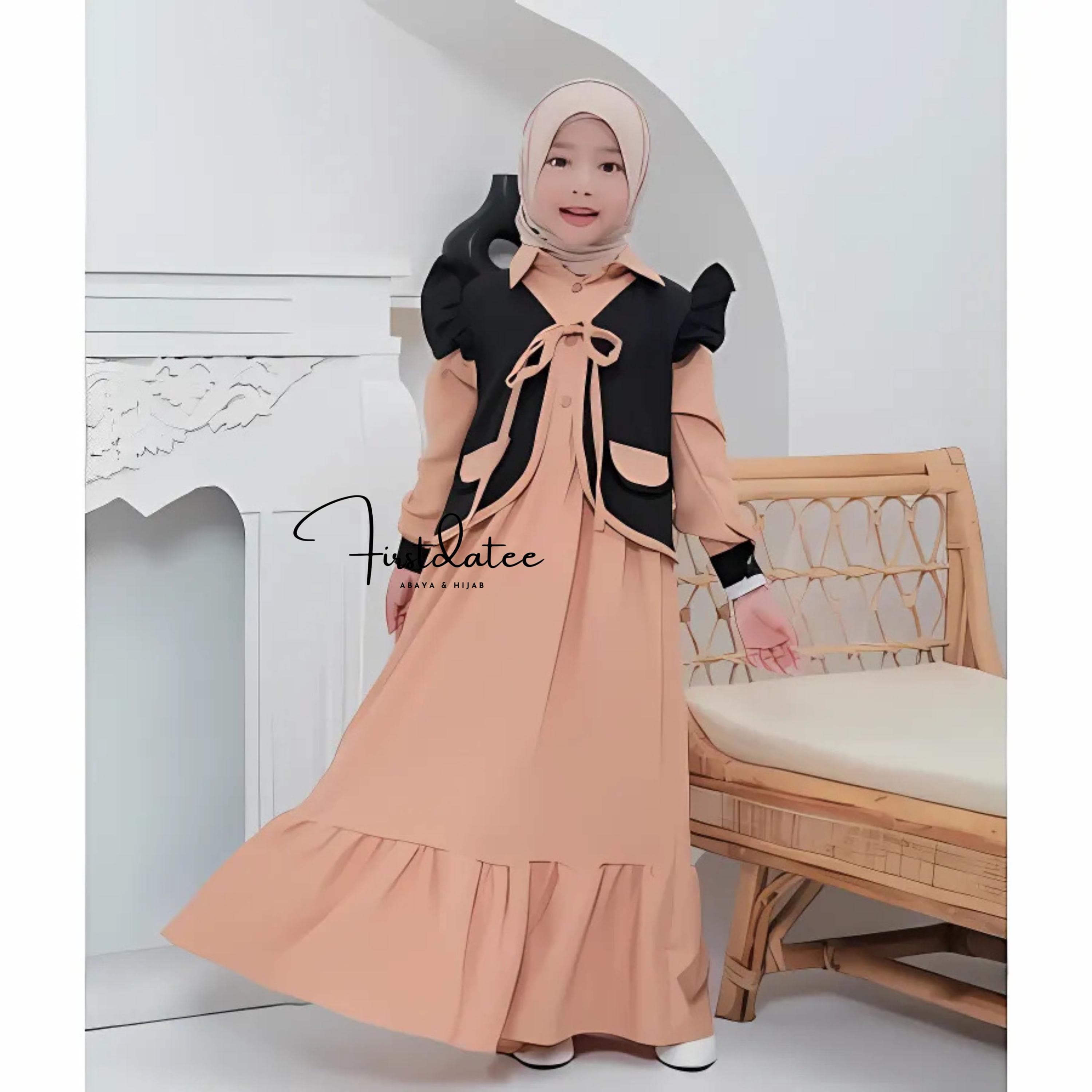Gamis Girls Kid One Set Outer Cardygan, Funny Baby girl shirt, Baby shirt, Baby Gift, Baby New Born Gift, Moslem Clothing FD100 - image 4