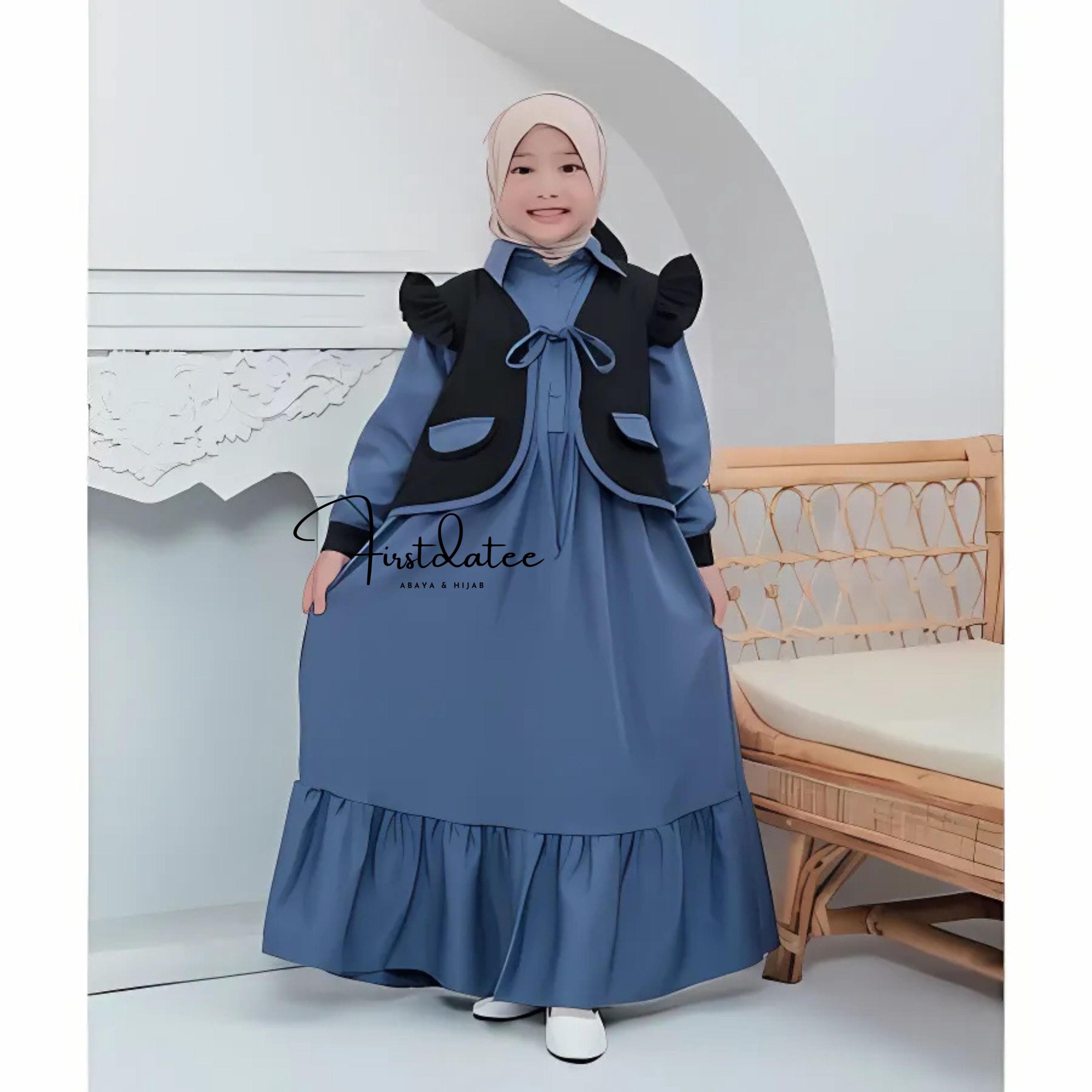 Gamis Girls Kid One Set Outer Cardygan, Funny Baby girl shirt, Baby shirt, Baby Gift, Baby New Born Gift, Moslem Clothing FD100 - image 3