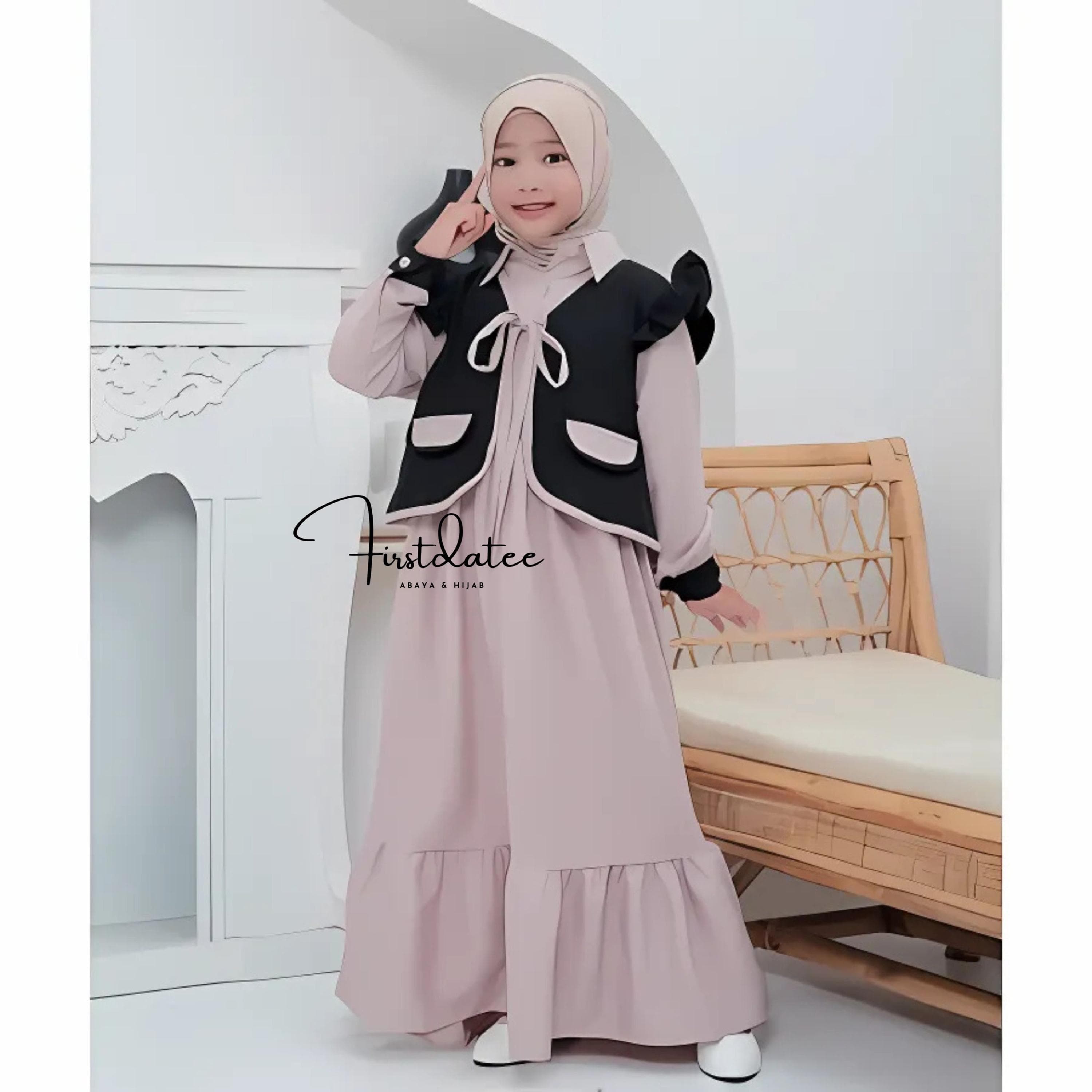 Gamis Girls Kid One Set Outer Cardygan, Funny Baby girl shirt, Baby shirt, Baby Gift, Baby New Born Gift, Moslem Clothing FD100 - image 5