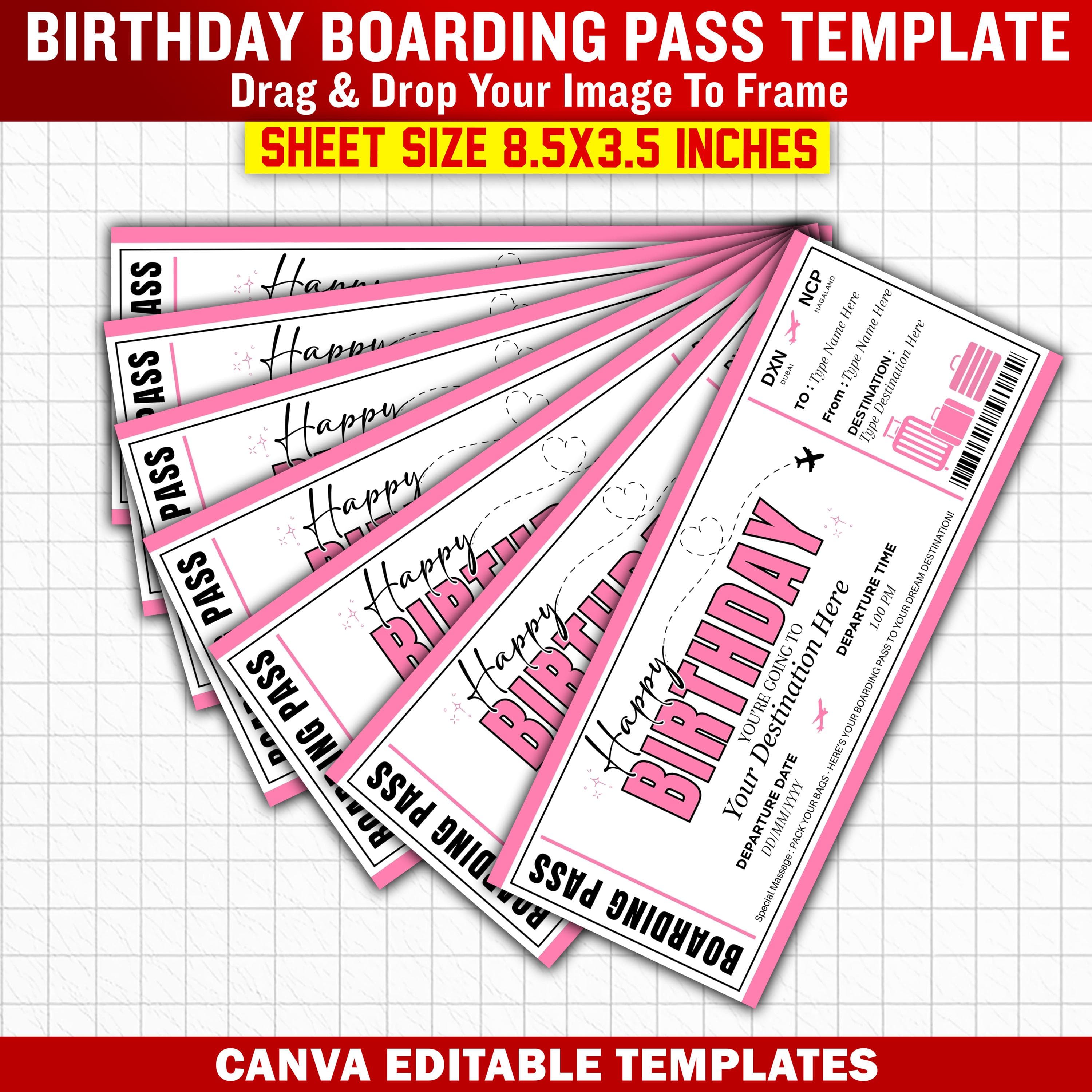 Surprise Birthday Trip Ticket Template, Printable Boarding Pass, DIY Birthday Travel Ticket Gift, DIY Airplane Ticket Gift Digital Download - image 3
