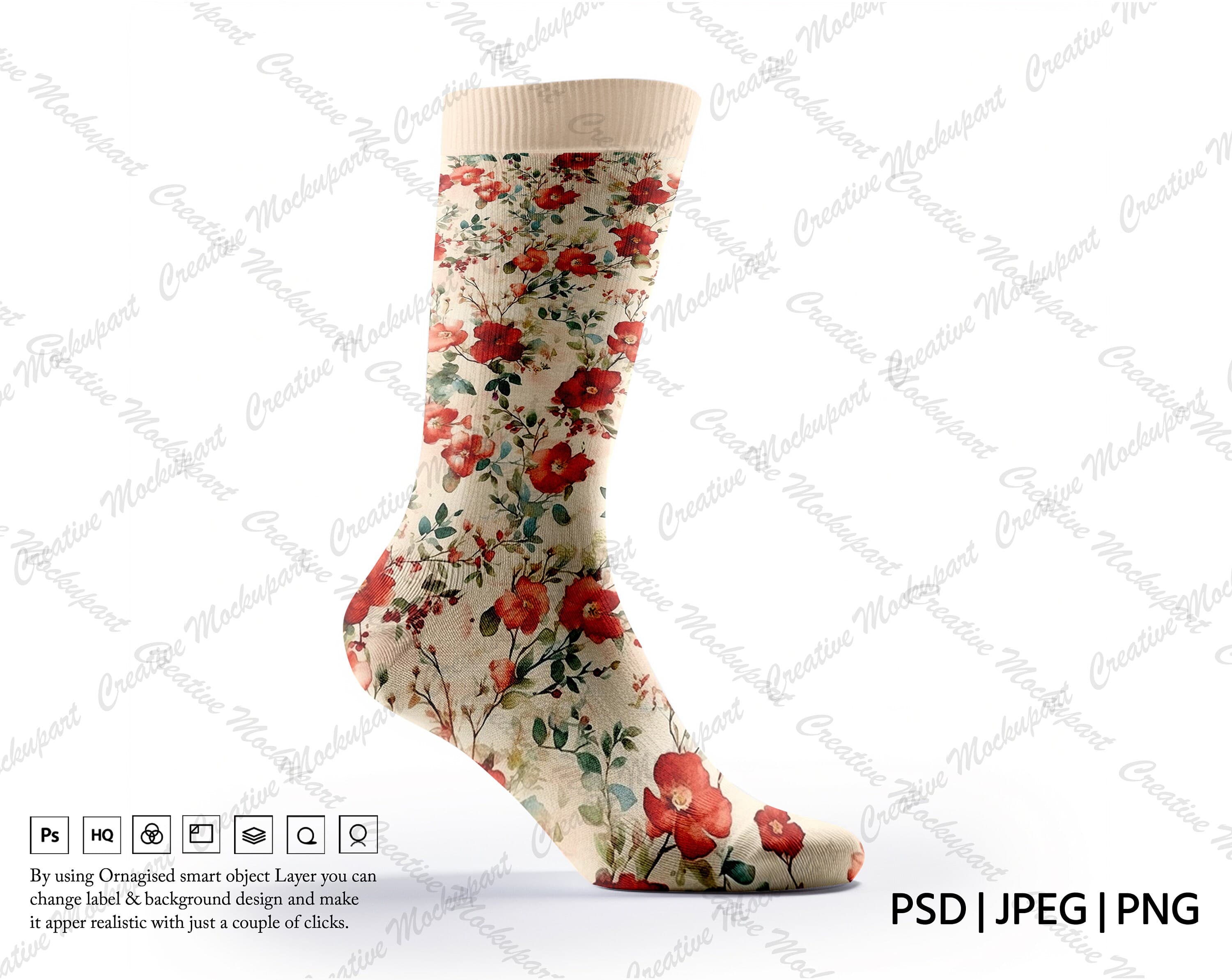 Sports Socks Mockup For Dye Sublimation| Crew Socks Mockup | Add Your Own Design Via Photoshop Smart PSD Object, Canva PNG & JPG - image 5