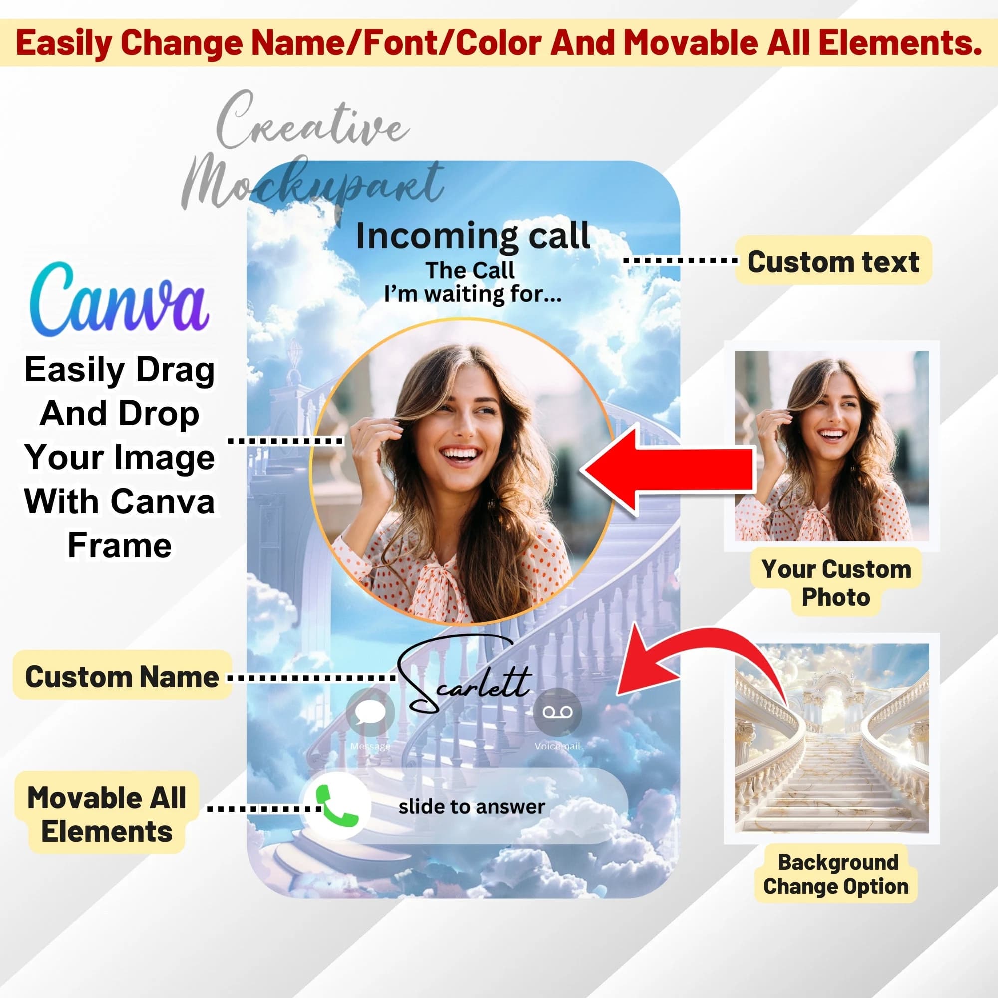 50X Memorial Keychain Canva Editable Template Bundle, Phone Call from Heaven, In Loving Memory, The Call I Wish I Could Take - image 3