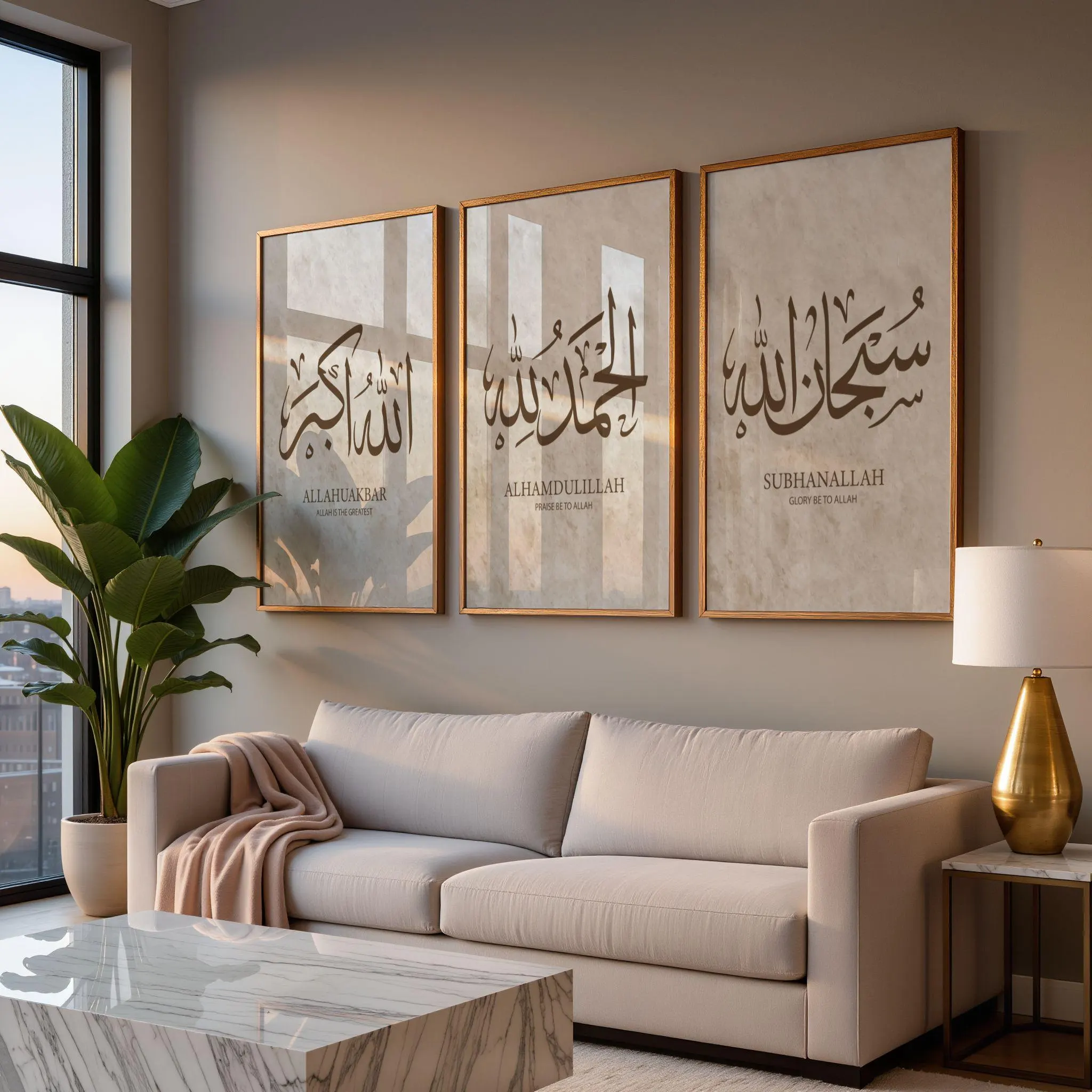 SubhanAllah Alhamdulillah Allahu Akbar Set of 3 Modern Islamic Canvas Prints - image 4