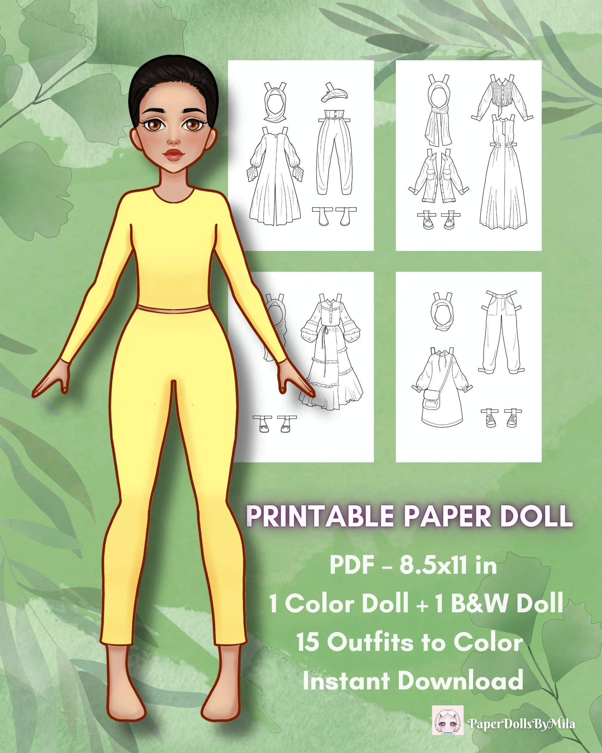 Printable Muslim Paper Doll for Kids Ages 7-12. Cut, Color, Dress up and Play - image 4
