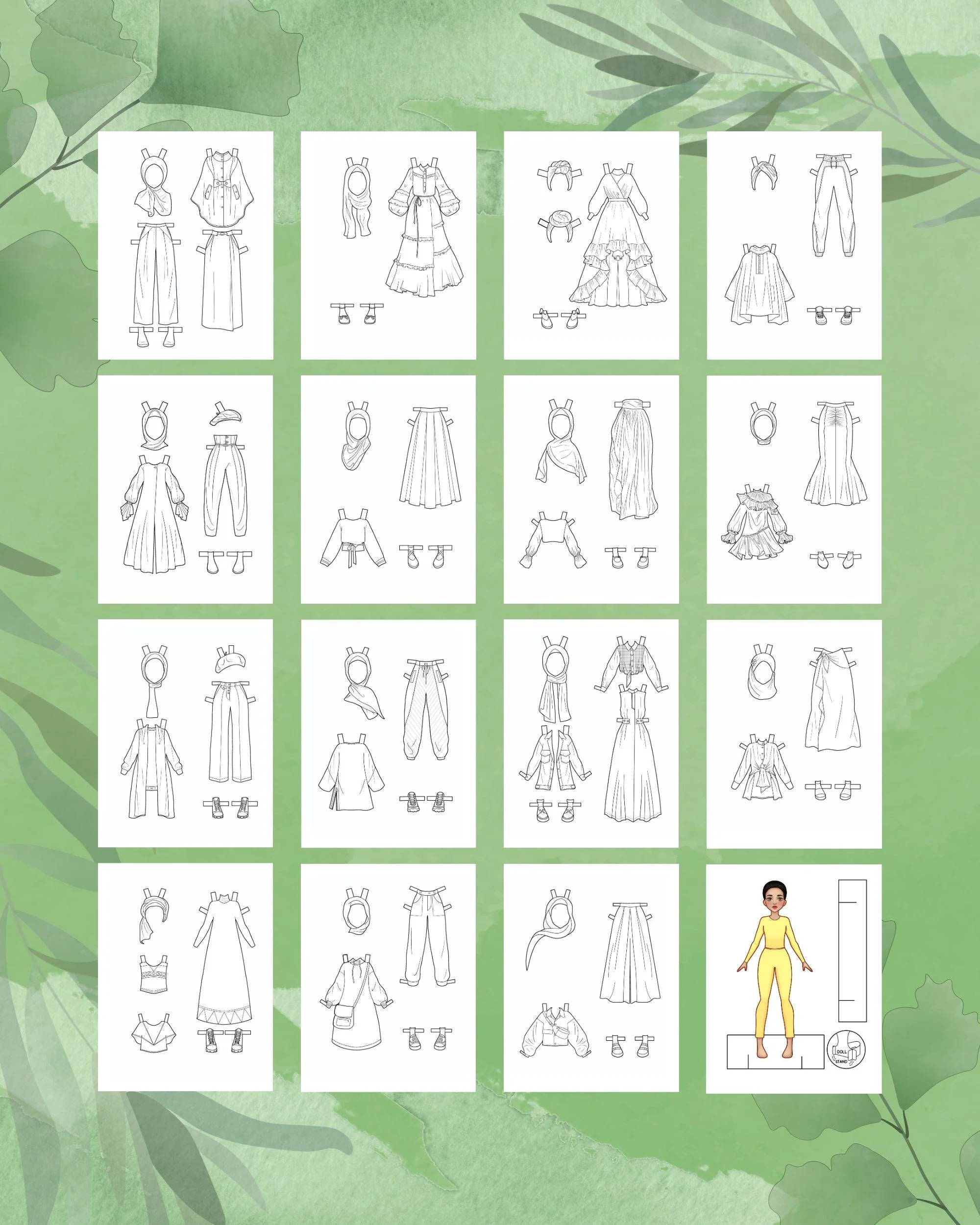 Printable Muslim Paper Doll for Kids Ages 7-12. Cut, Color, Dress up and Play - image 5