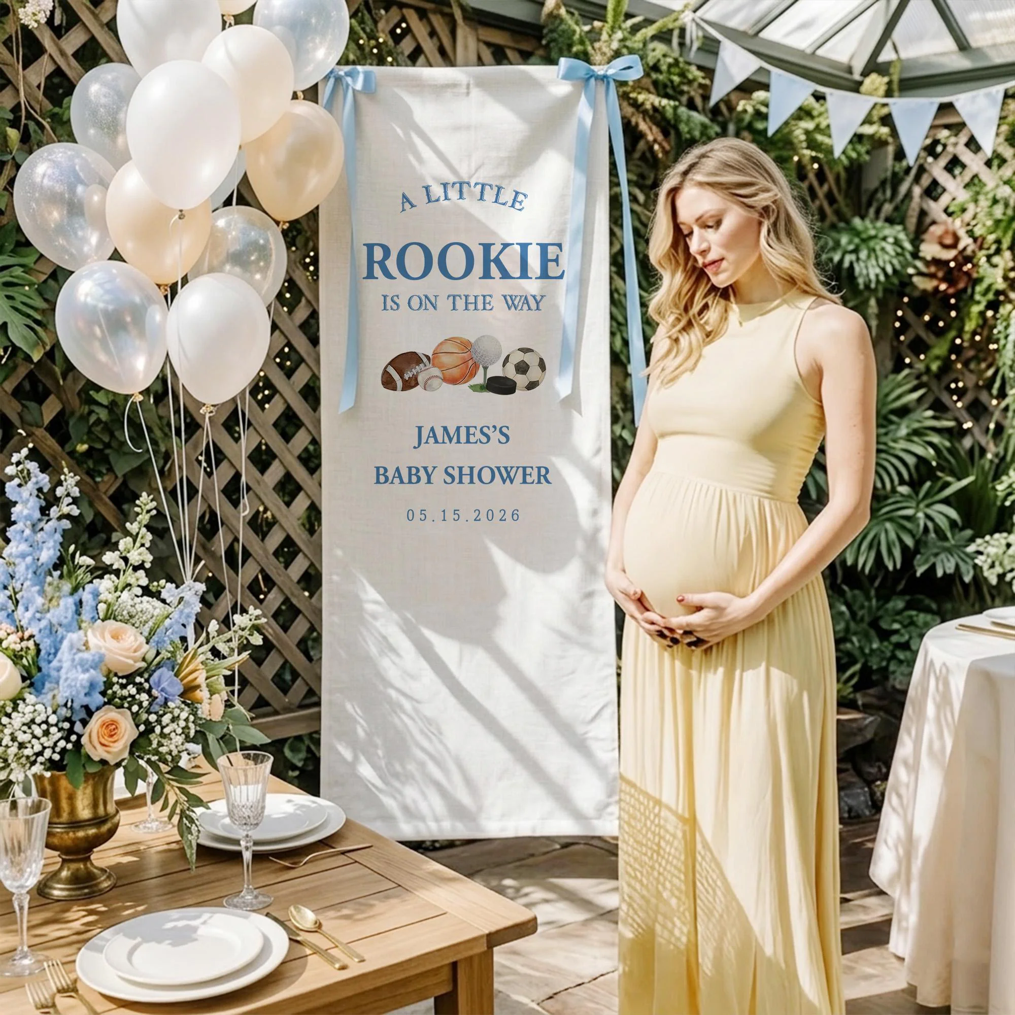 Rookie Baby Shower Banner, Sports Theme Welcome Sign, Boy Party Decor - image 2