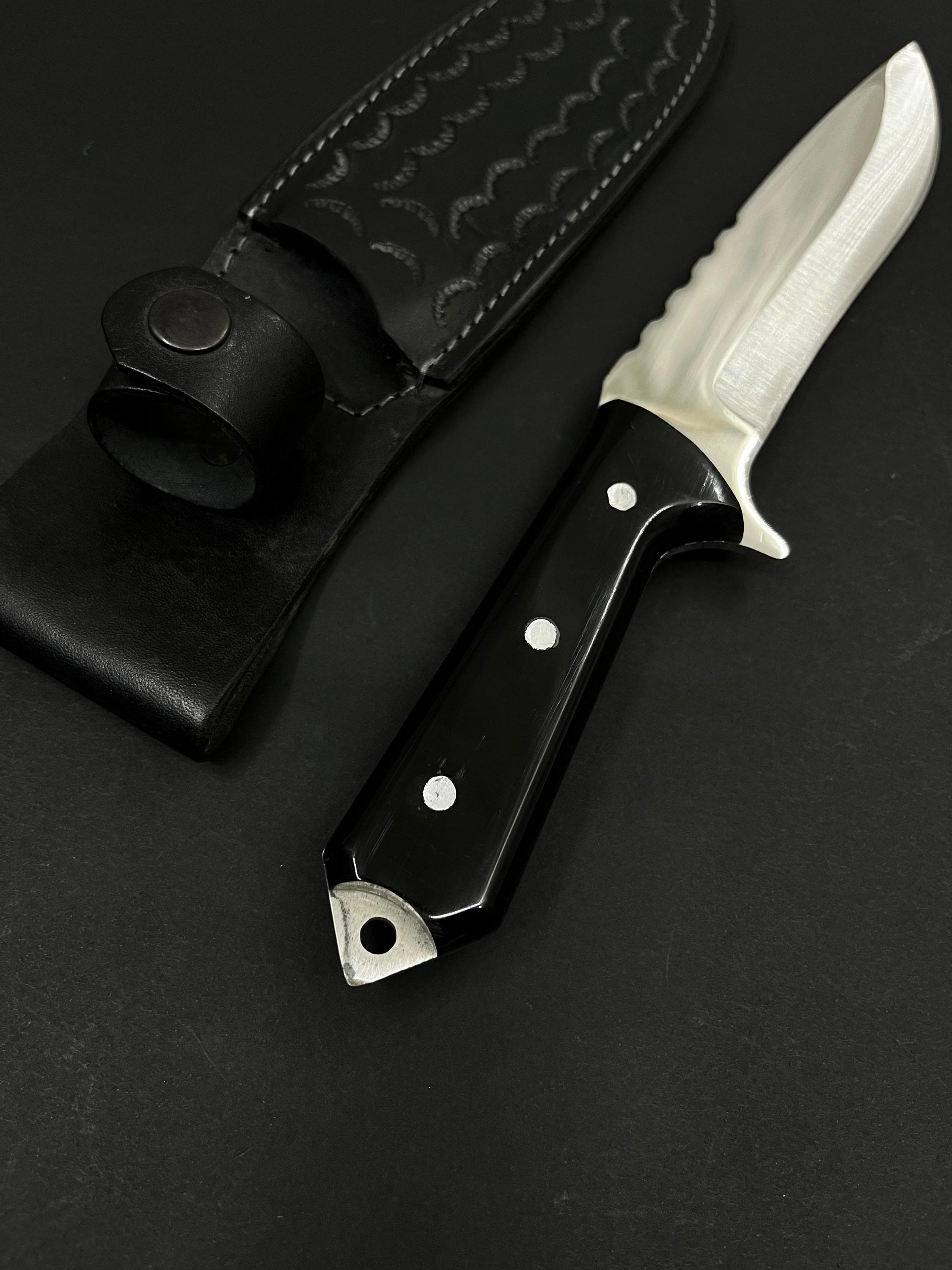 Personalized Hunting Knife: 4116 Stainless Steel, Black Micarta Handle - image 2
