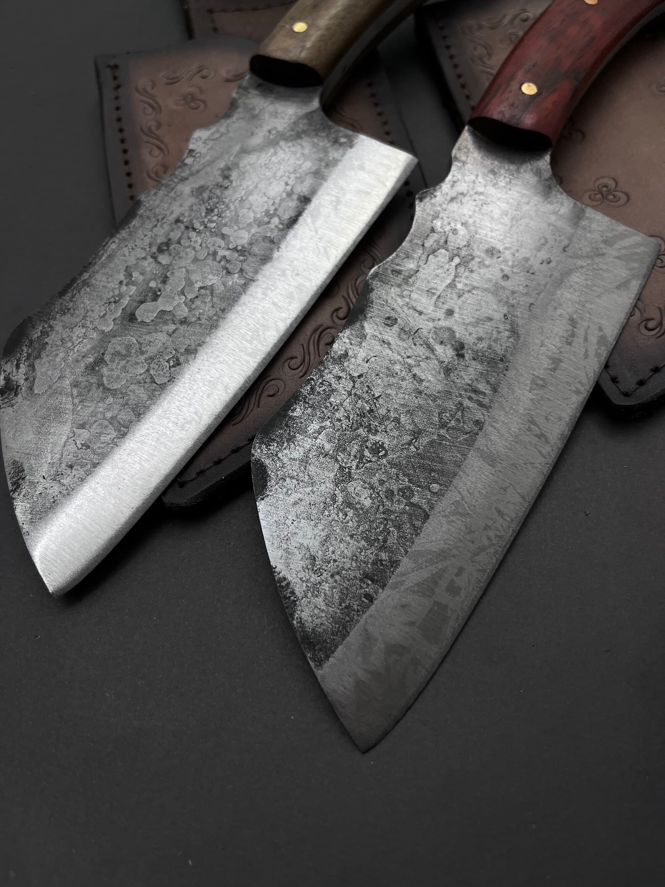 Hand Forged Serbian Cleaver: Personalized Wood Handle Hunting Knife - image 3